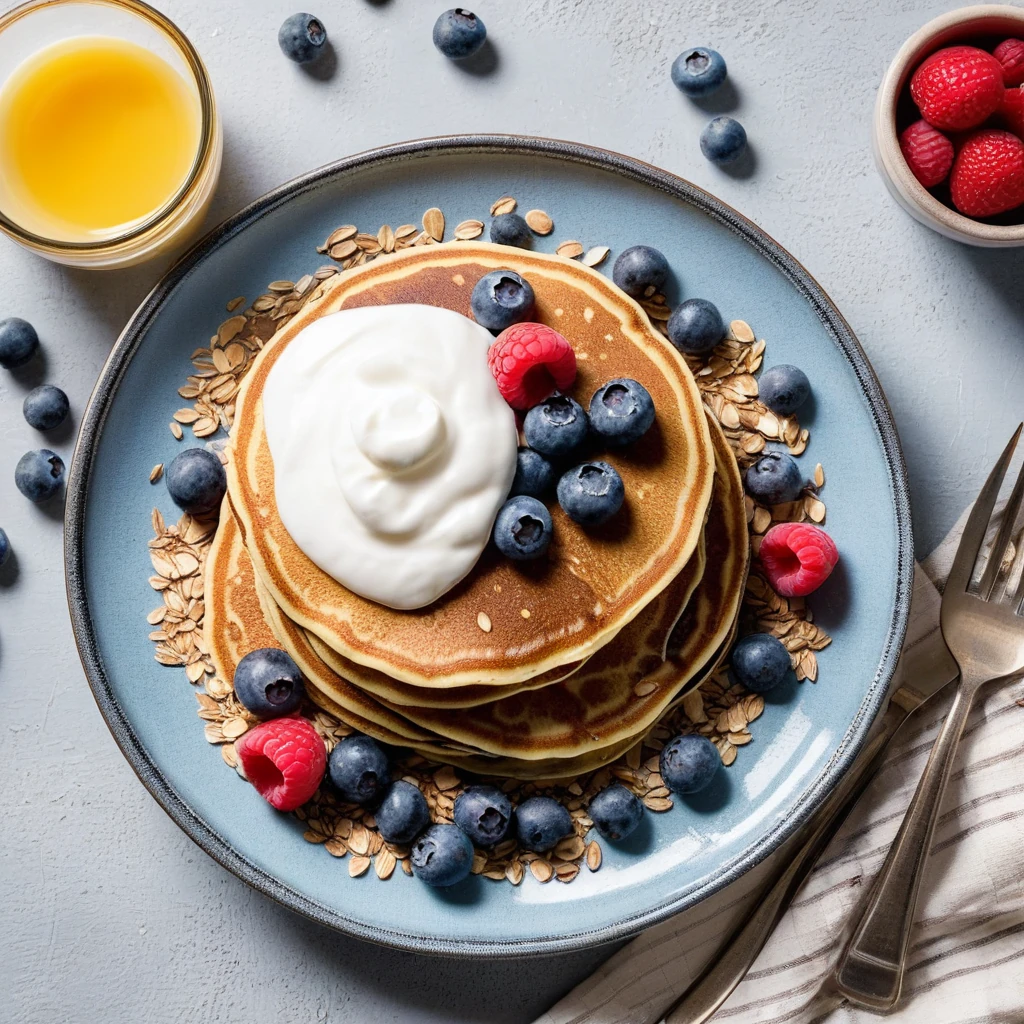 Protein Pancakes with Greek Yogurt and Berries