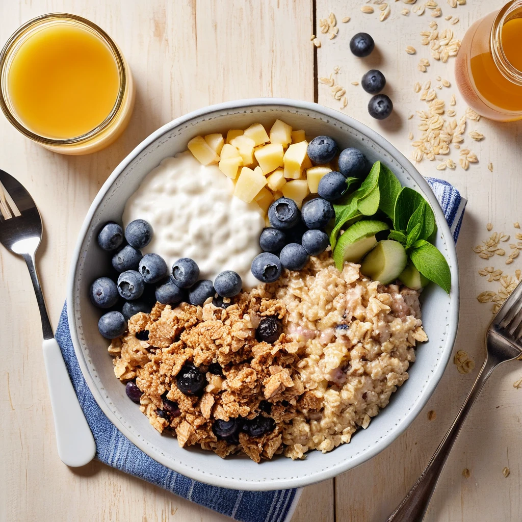Ground Turkey Oatmeal Bowls with Blueberries