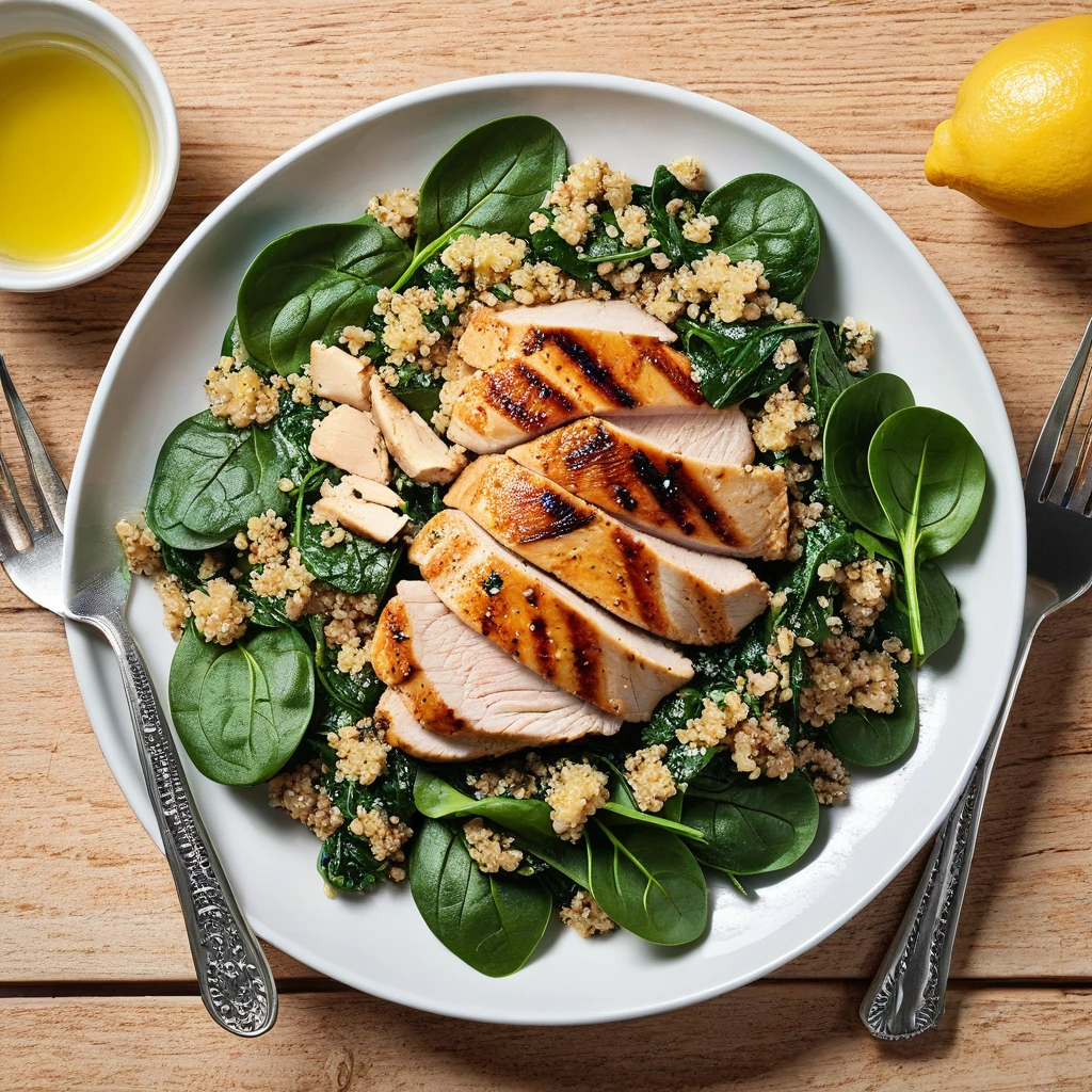 Savory Quinoa & Spinach Salad with Grilled Chicken