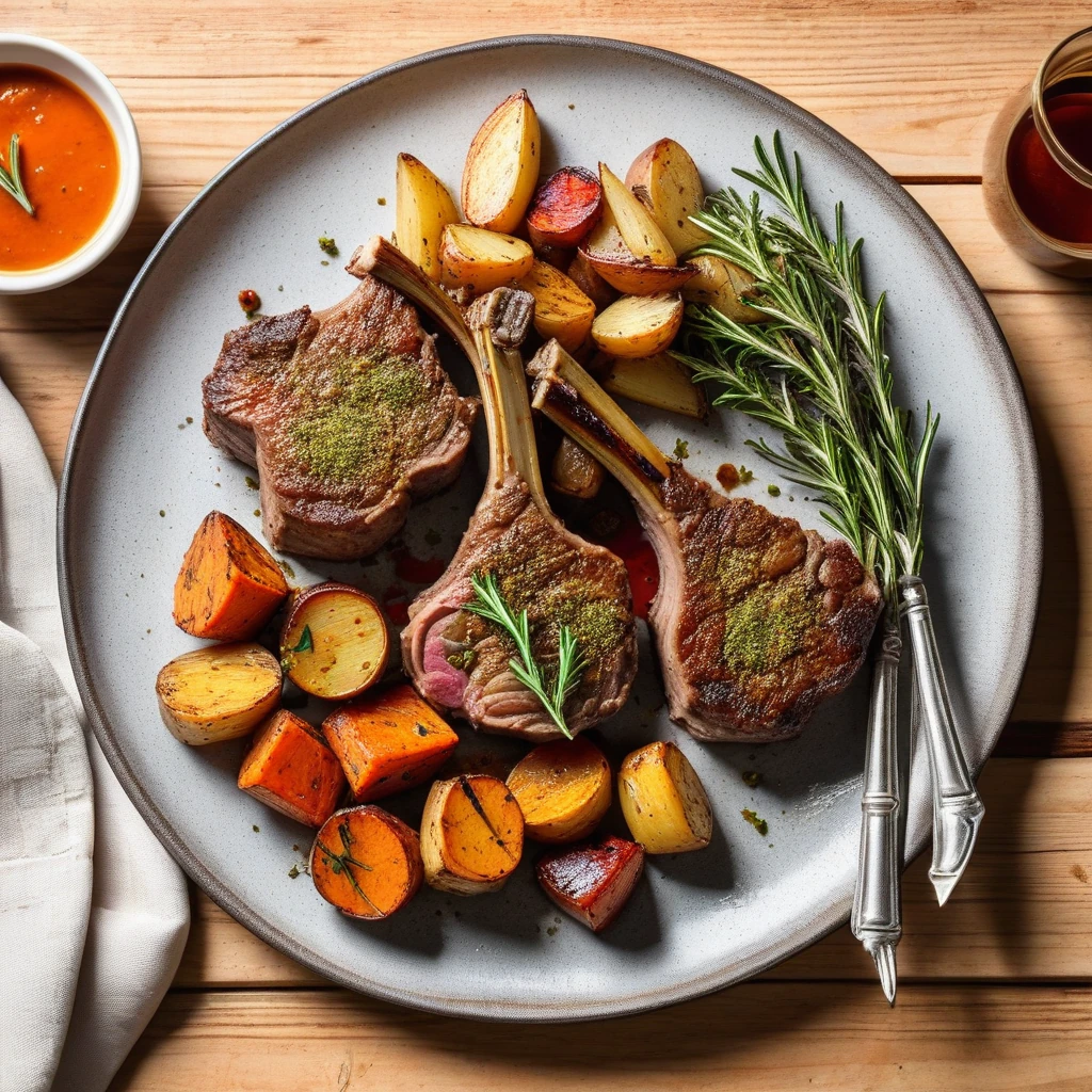 Herb-Crusted Lamb Chops with Roasted Root Vegetables