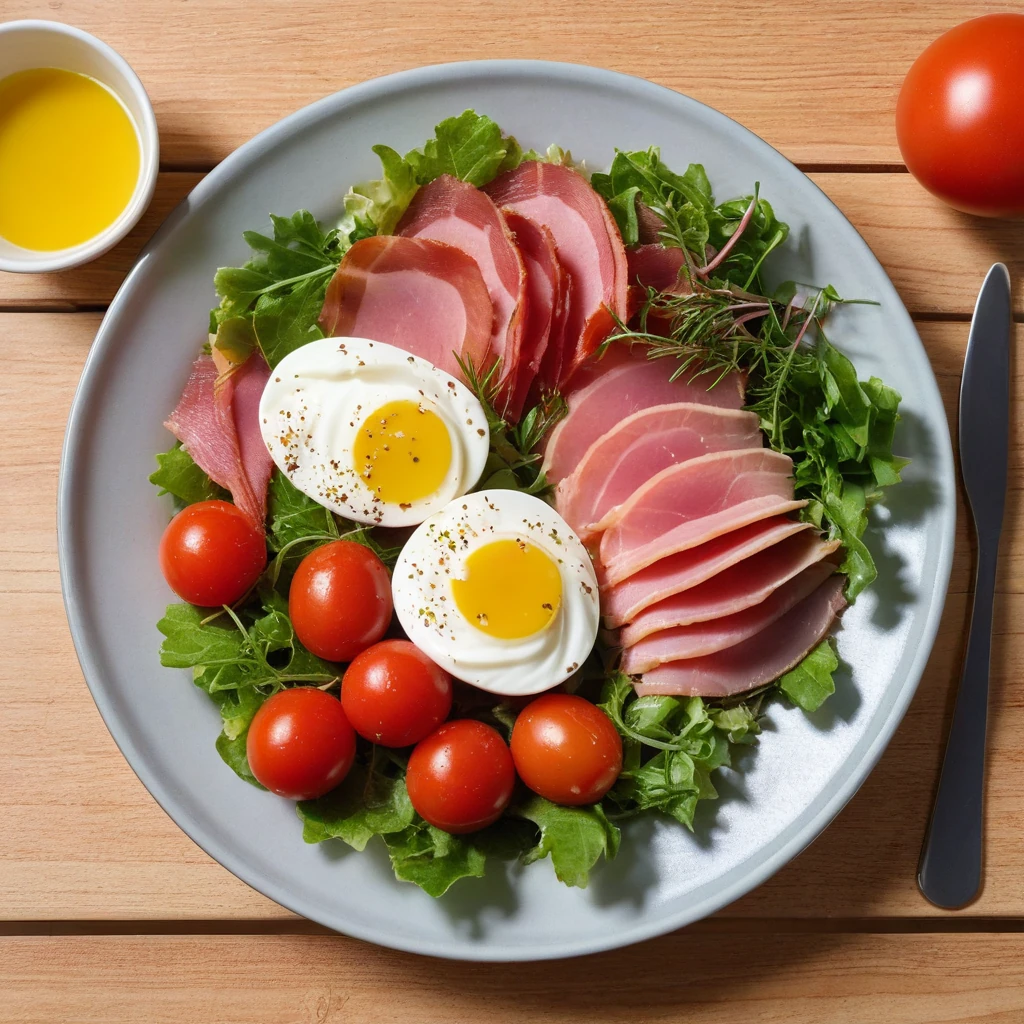 Salade de Jambon et Œufs Durs avec Pain