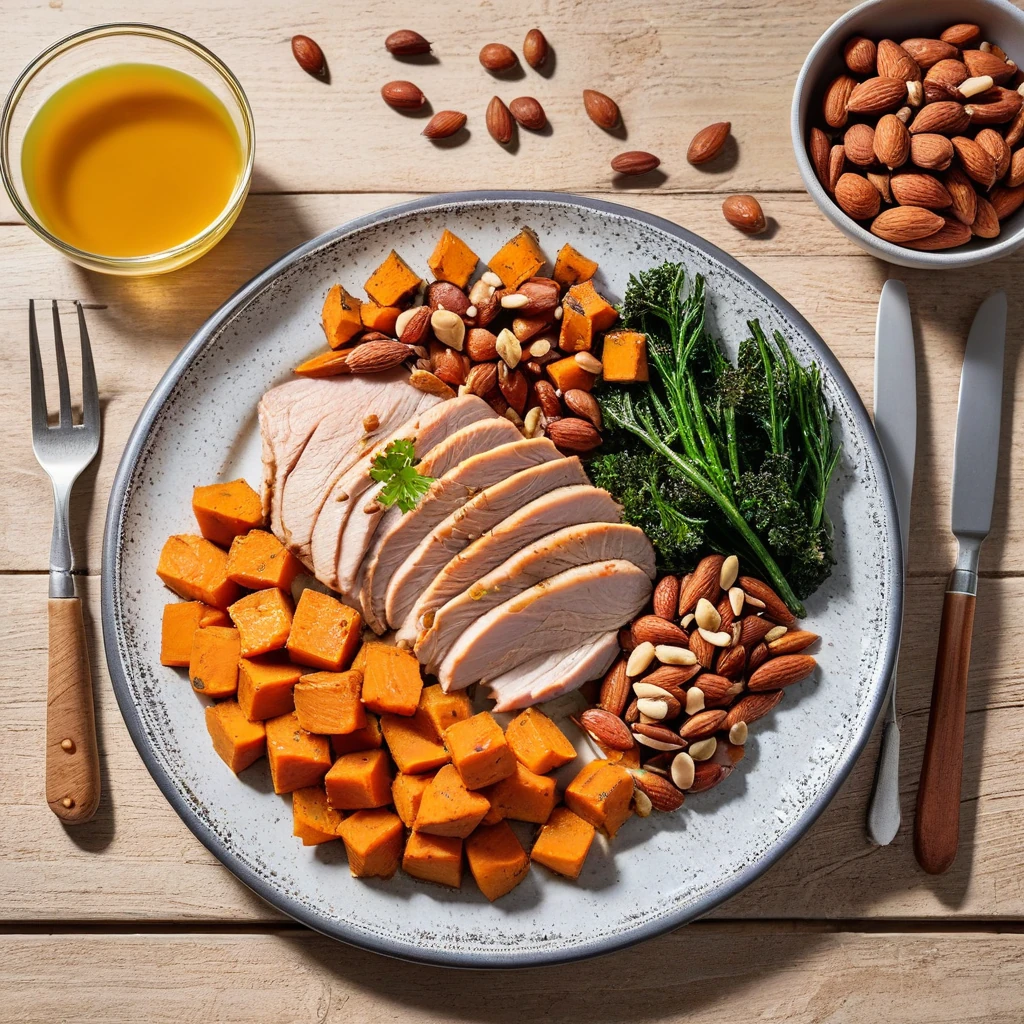 Turkey Breast with Sweet Potato and Roasted Almonds