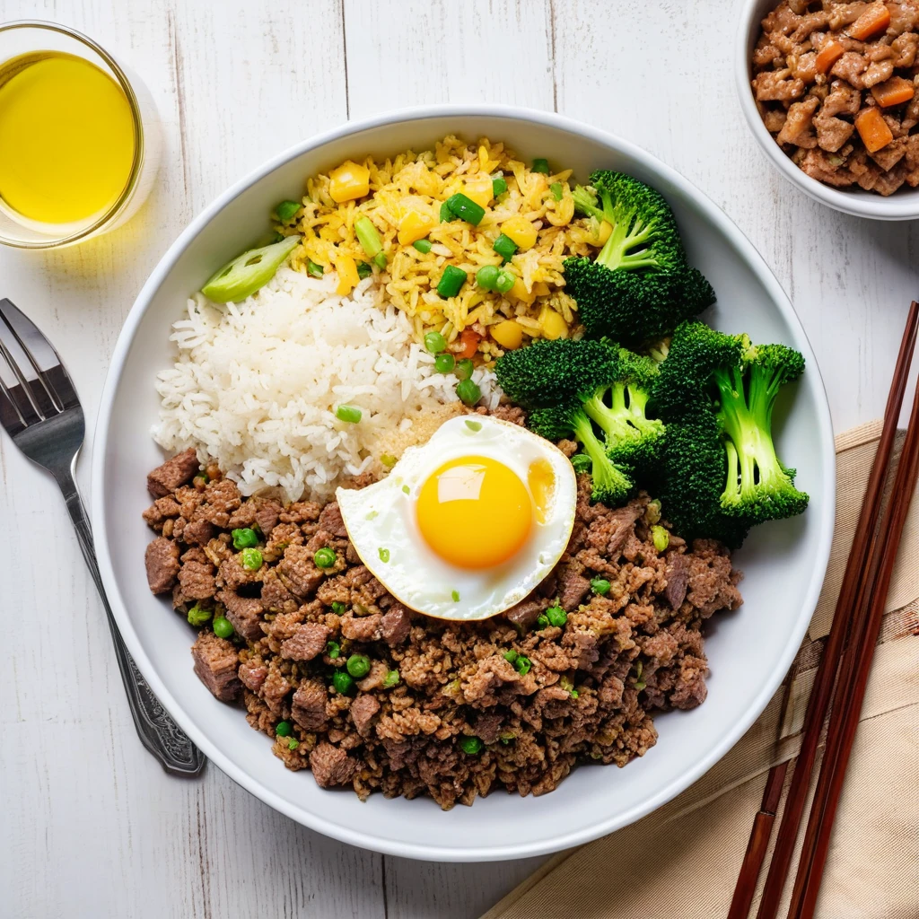 Beef and Egg Fried Rice Bowl