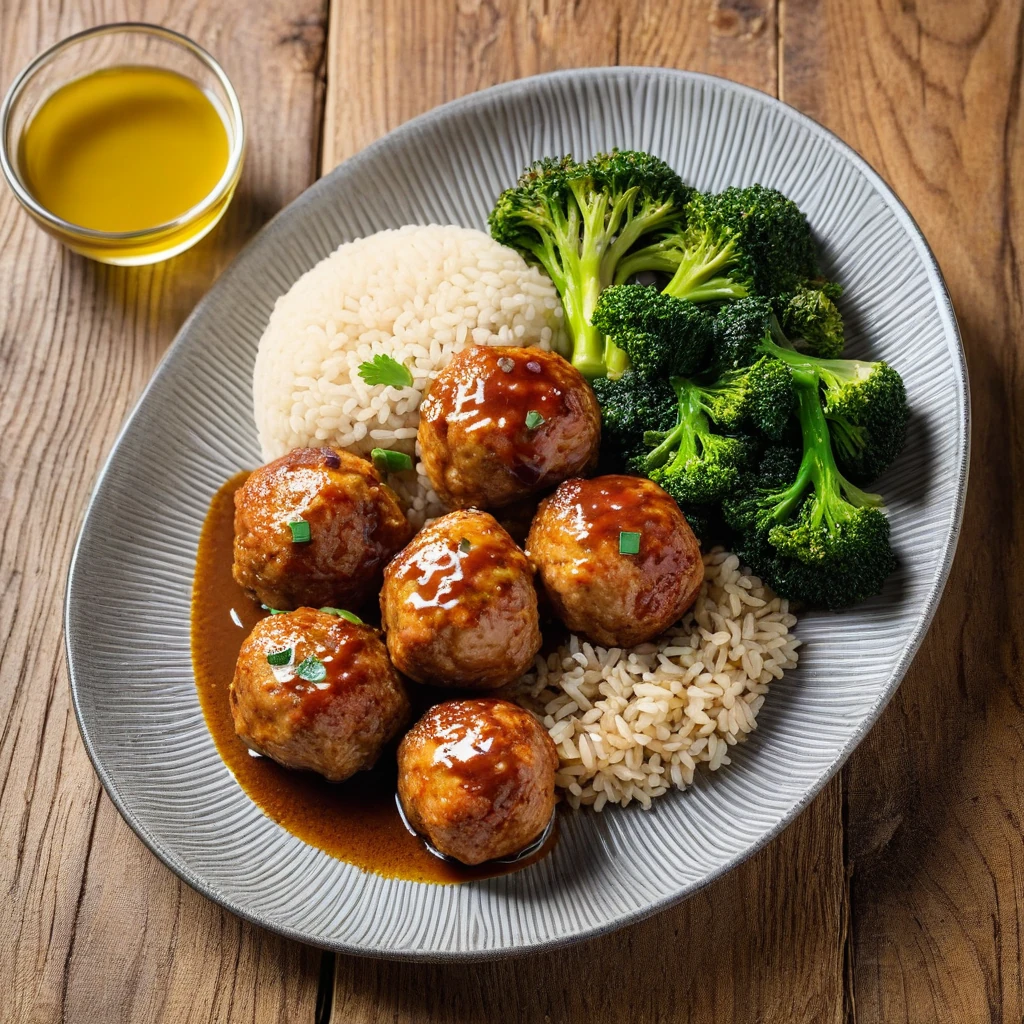 Boulettes de poulet avec riz