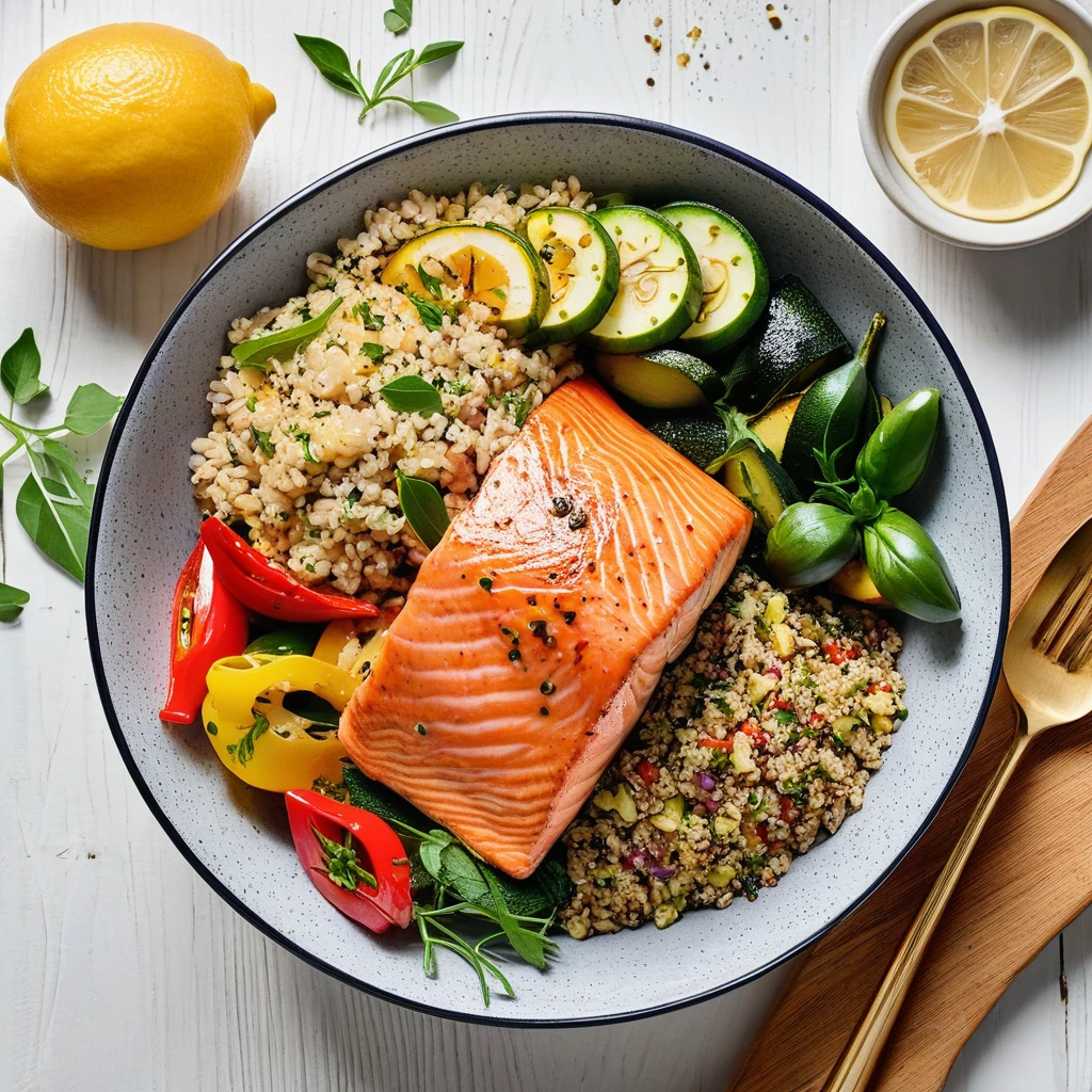 Grilled Lemon Herb Salmon Bowl