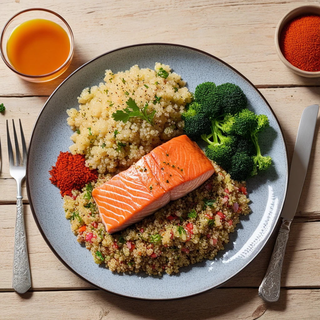 Kräuter-Lachs mit Quinoa und Gemüse