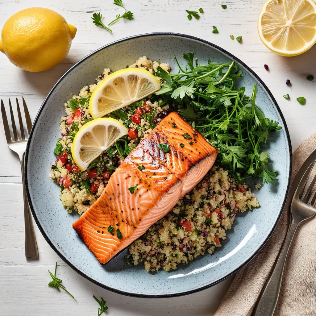 Grilled Lemon Herb Salmon with Quinoa Salad