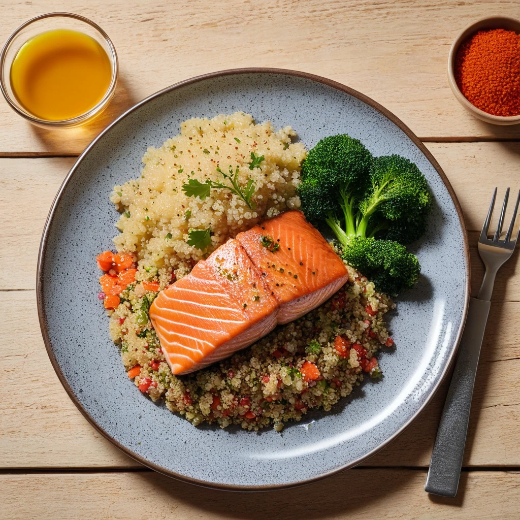 Lachs mit Quinoa und Gemüse