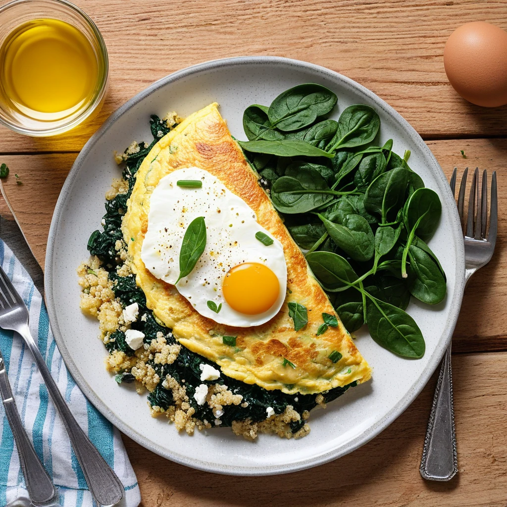 Savory Spinach and Feta Omelette with Quinoa
