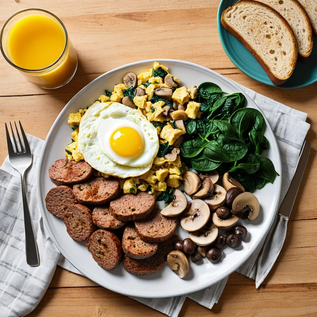 Turkey Sausage Breakfast Scramble with Whole Wheat Toast