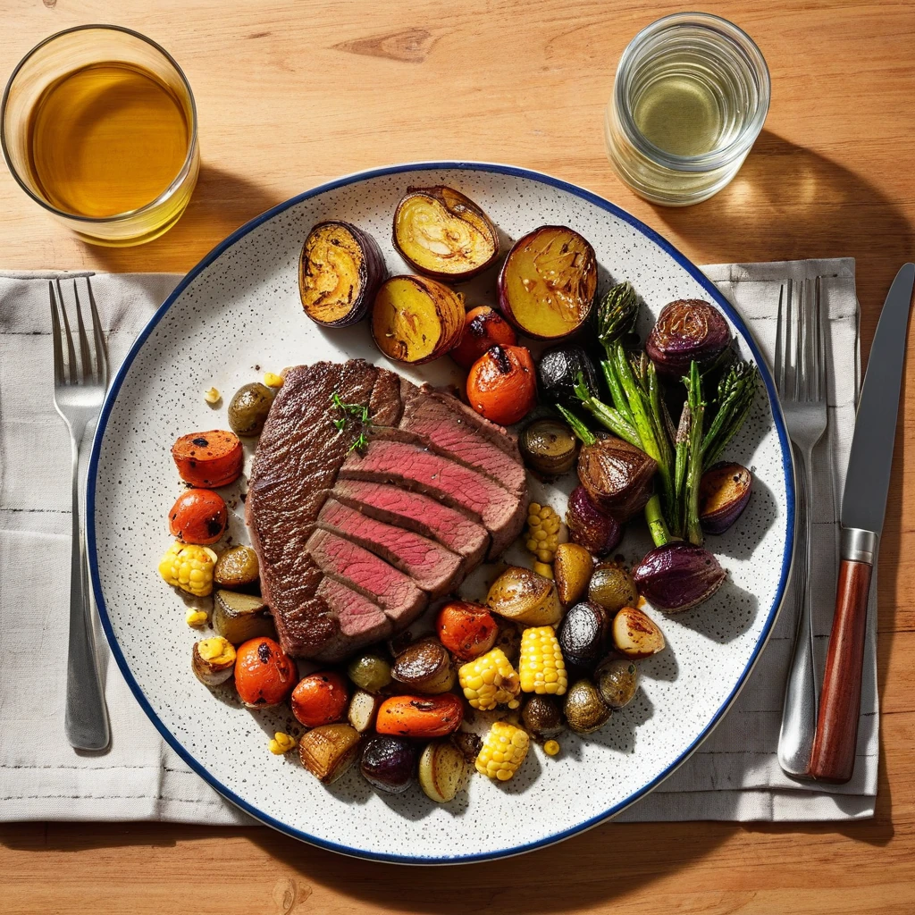 Pan-Roasted Sirloin Steak with Roasted Vegetables