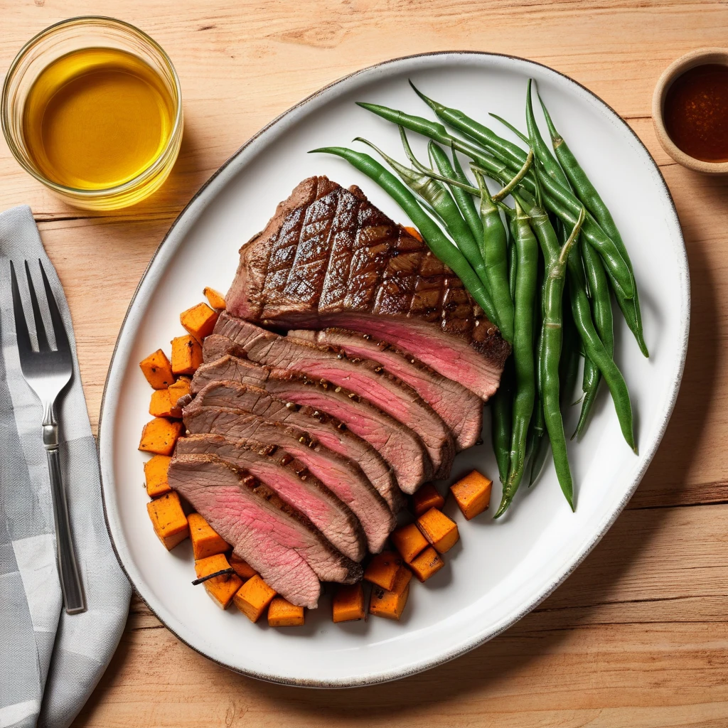 Lean Beef Sirloin Steak with Sweet Potato and Green Beans