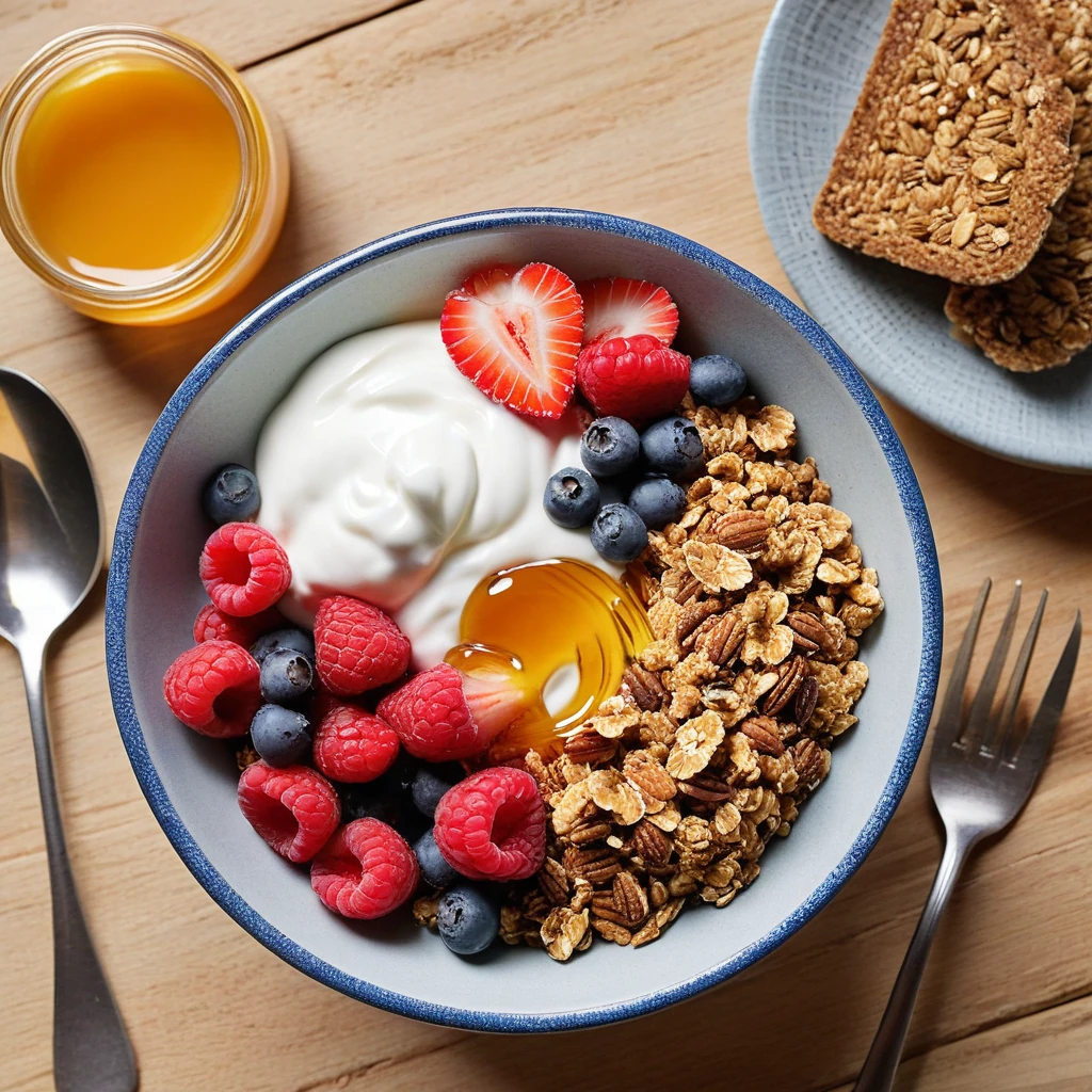Greek Yogurt Parfait with Granola and Honey