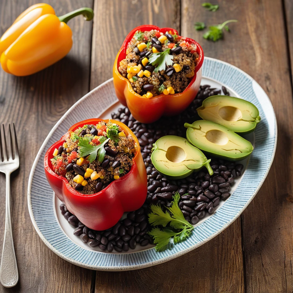 Quinoa and Black Bean Stuffed Bell Peppers