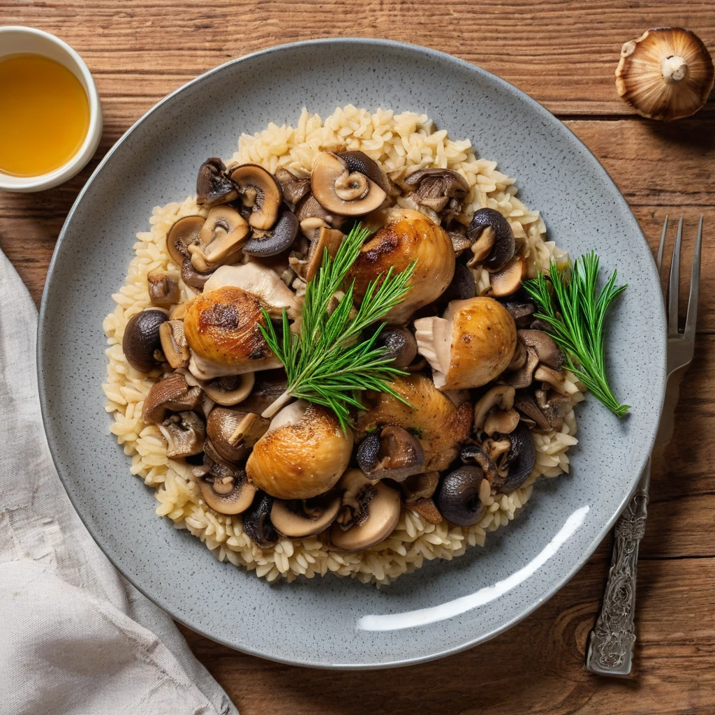 Petto di Pollo ai Funghi Porcini con Riso Integrale