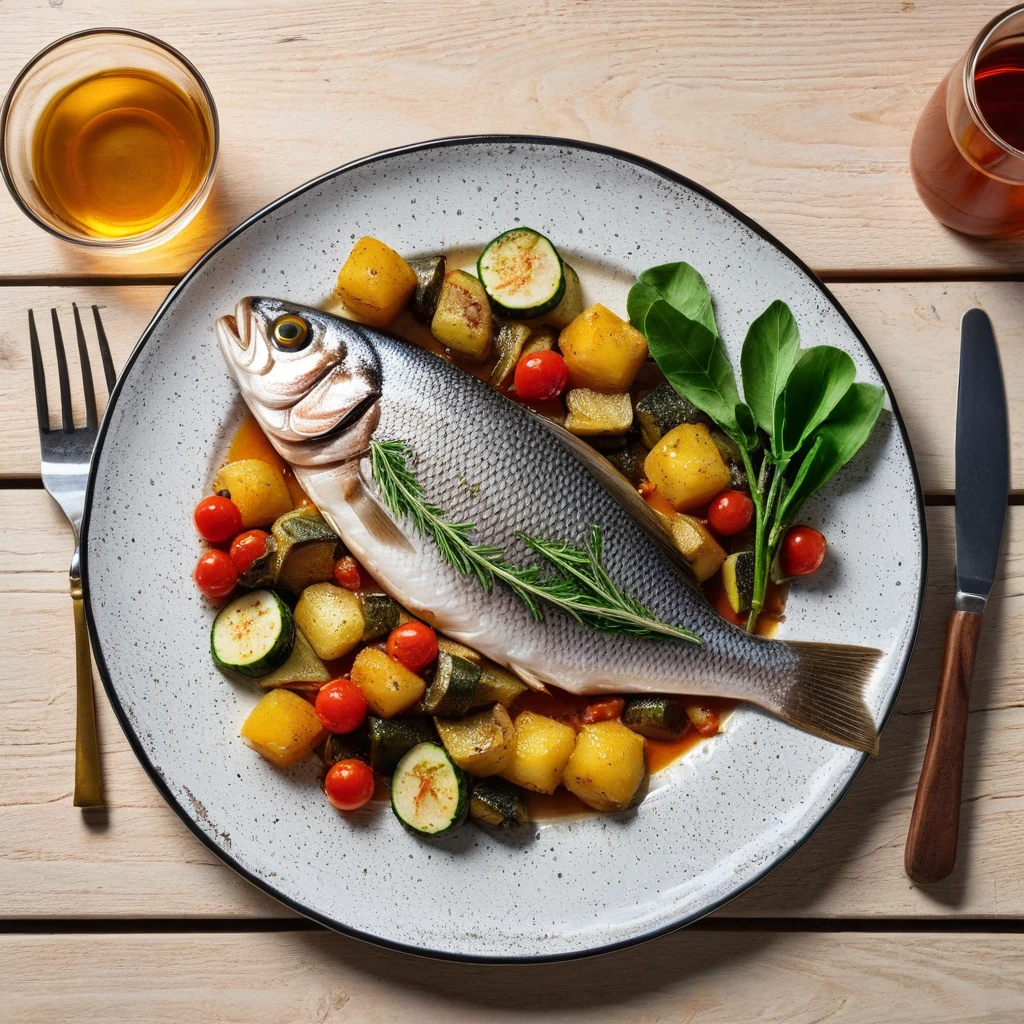 Branzino al Forno con Verdure Arrosto