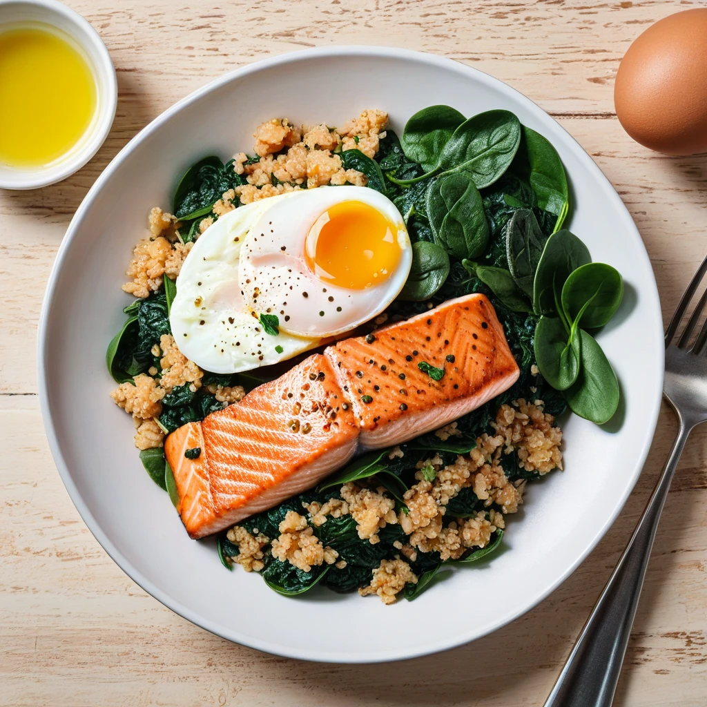 Salmon and Spinach Breakfast Bowl