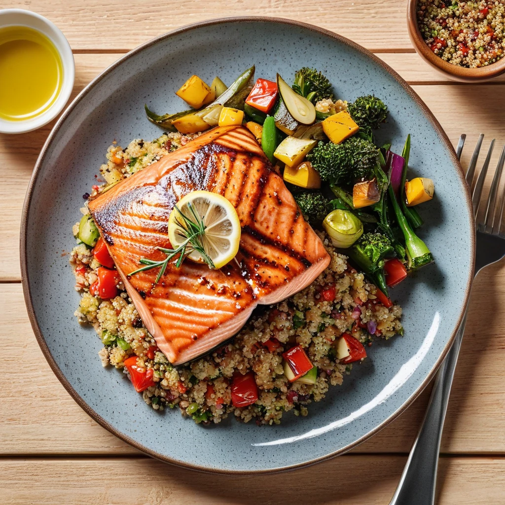 Grilled Salmon with Quinoa and Vegetables
