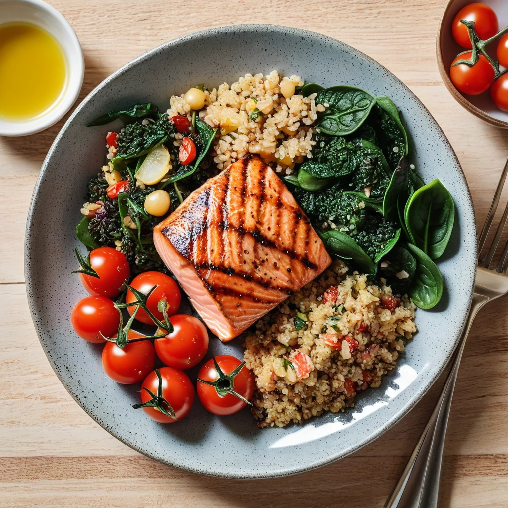 Grilled Salmon Quinoa Bowl with Seasonal Veggies