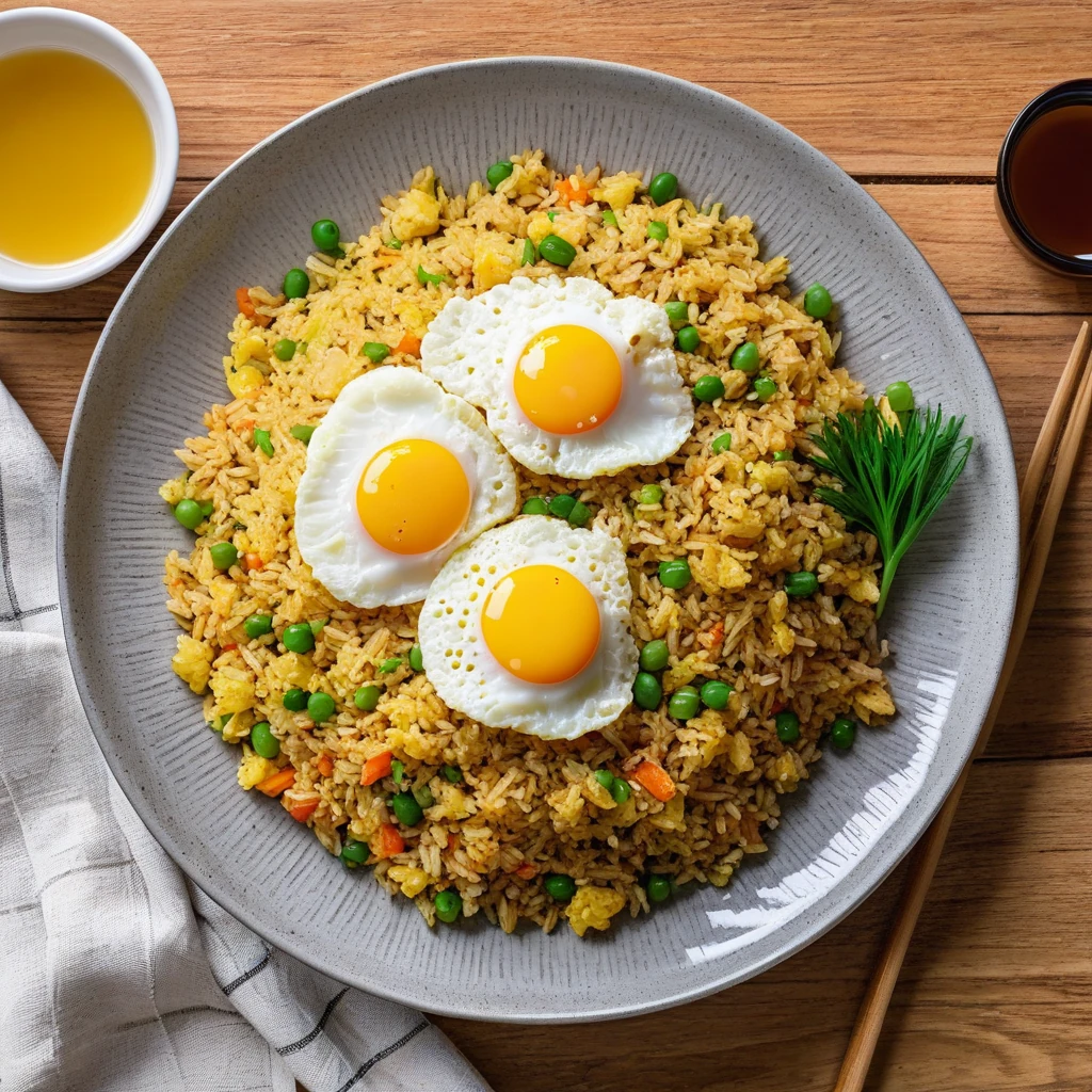Filipino Garlic Fried Rice with Scrambled Eggs