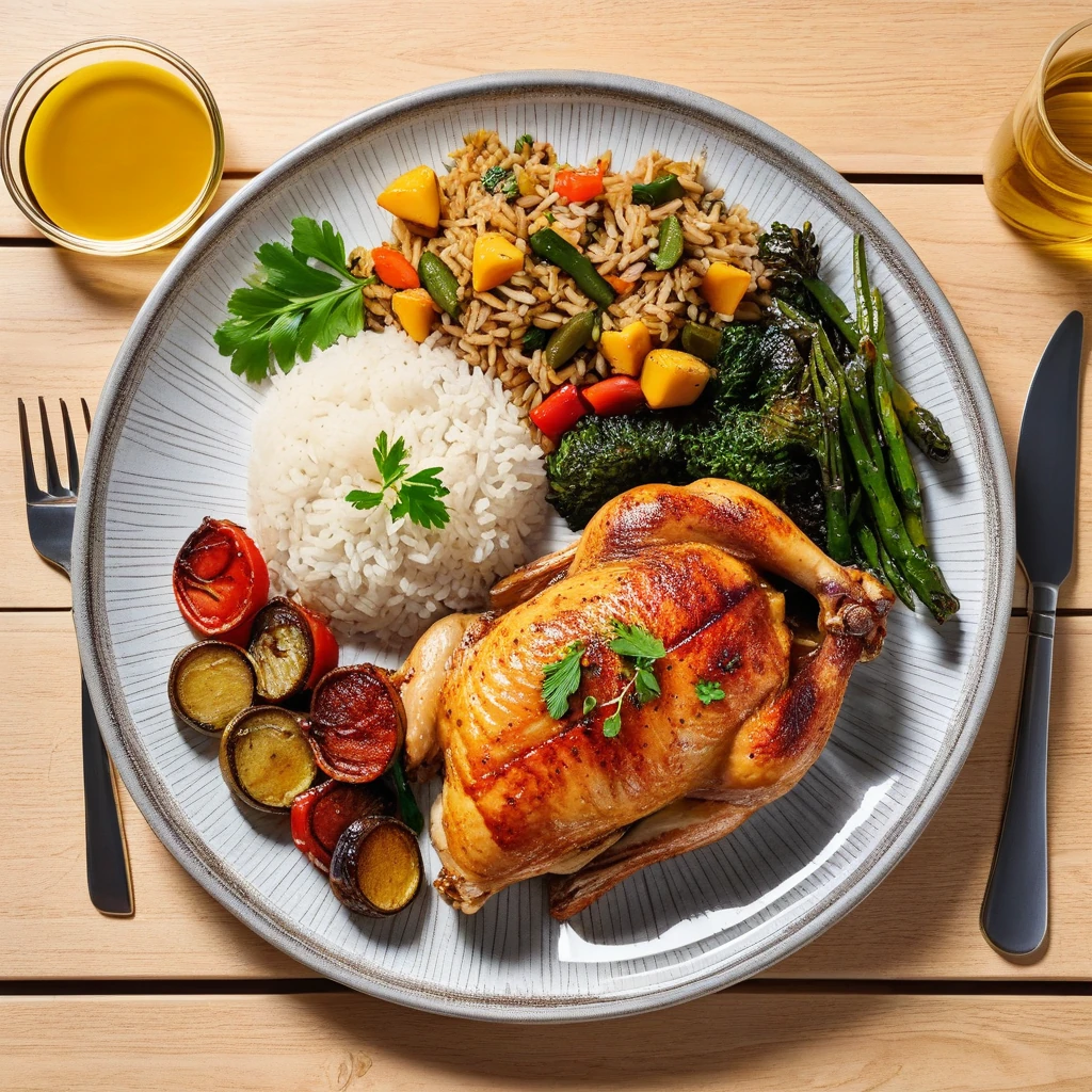 Poulet Grillé avec Riz et Légumes