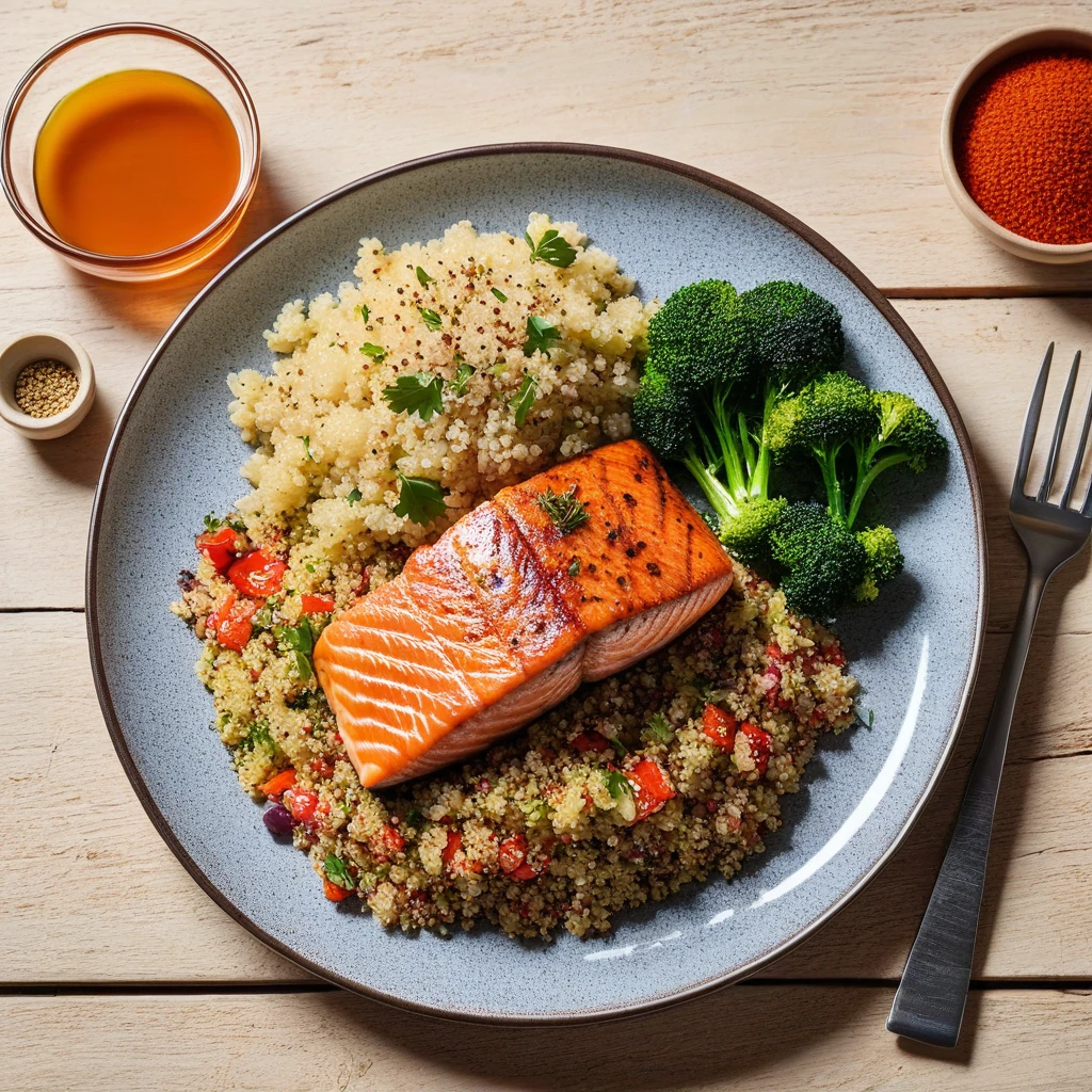 Gegrillter Lachs mit Quinoa und Gemüse