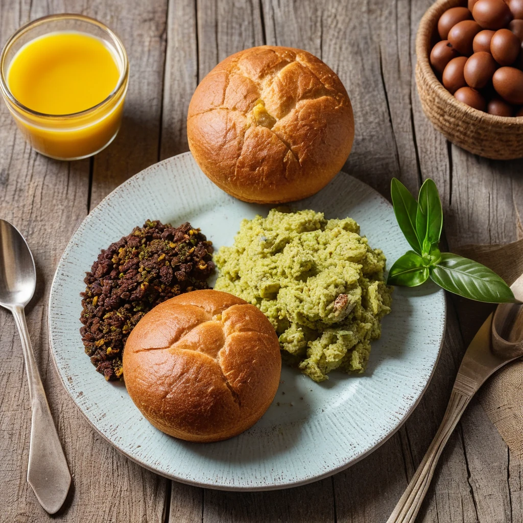Pão integral com abacate e ovos mexidos
