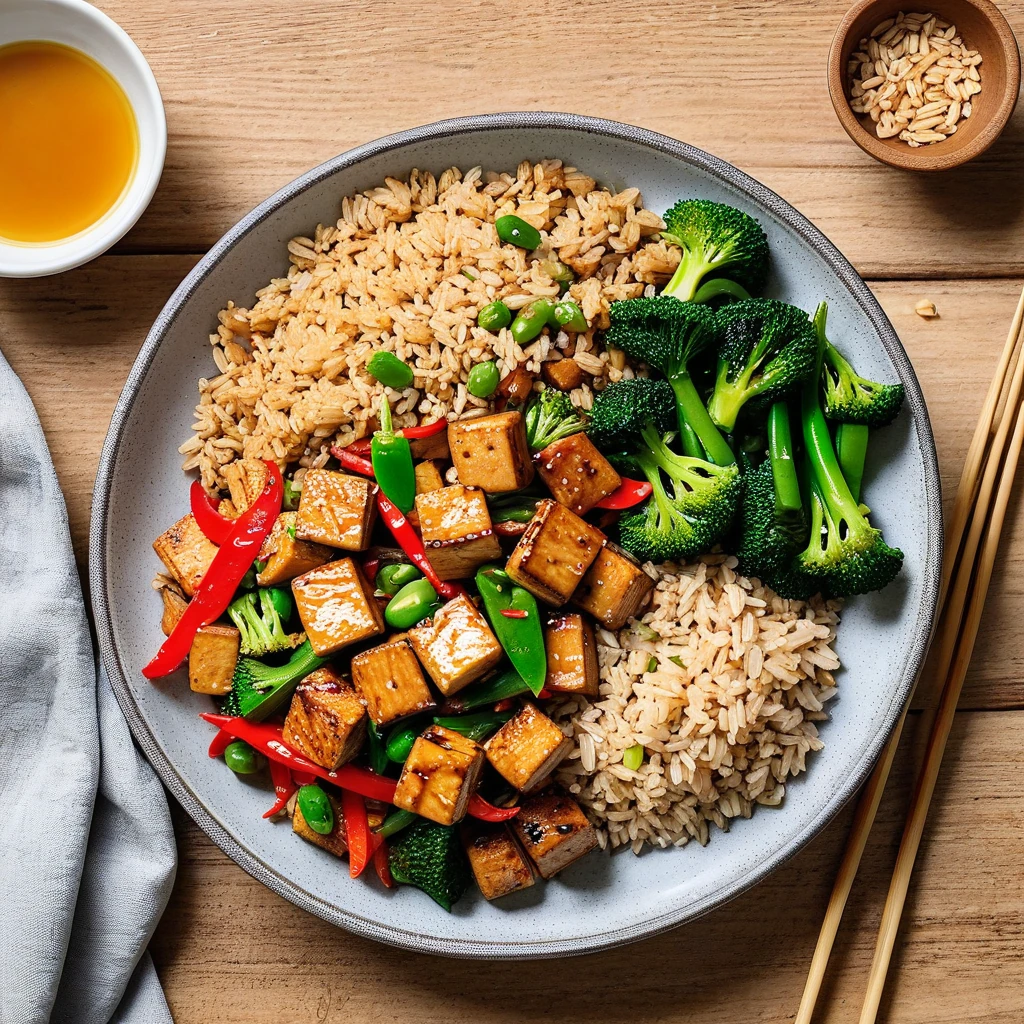 Baked Tofu Stir-Fry with Brown Rice