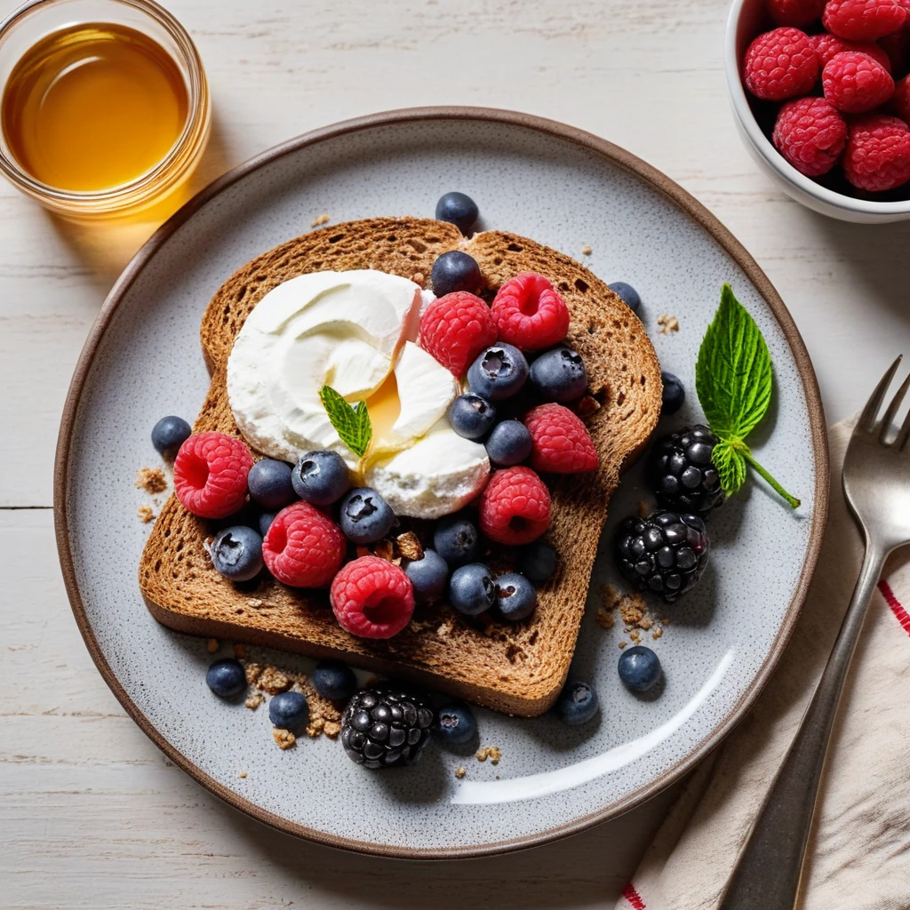 Whole Grain Toast with Ricotta and Berries