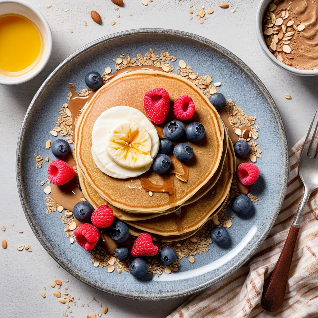 Protein Pancakes with Berries and Almond Butter