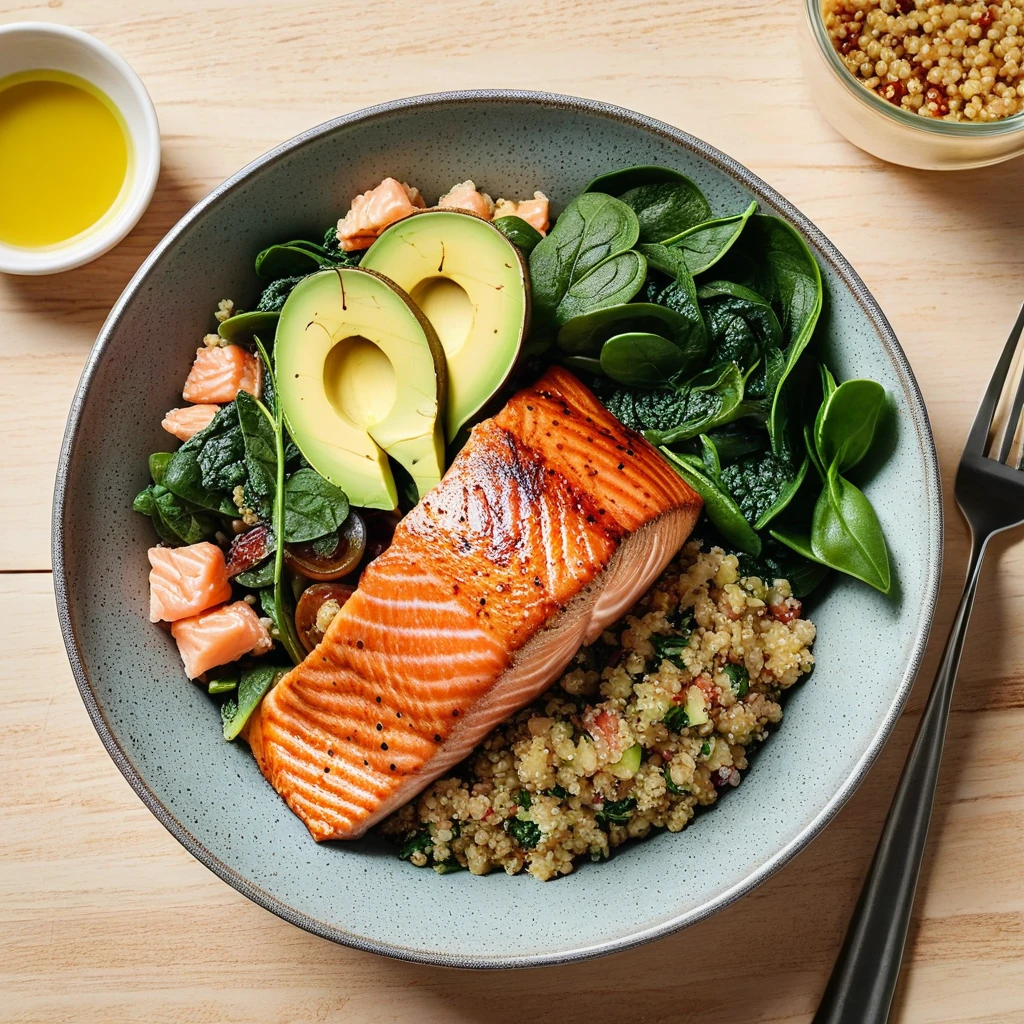 Savory Quinoa Bowl with Grilled Salmon