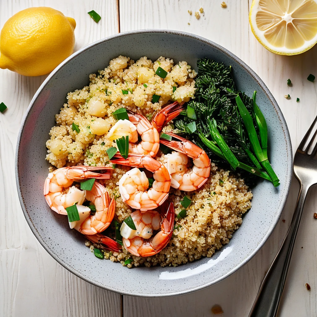 Lemon Garlic Shrimp Quinoa Bowl