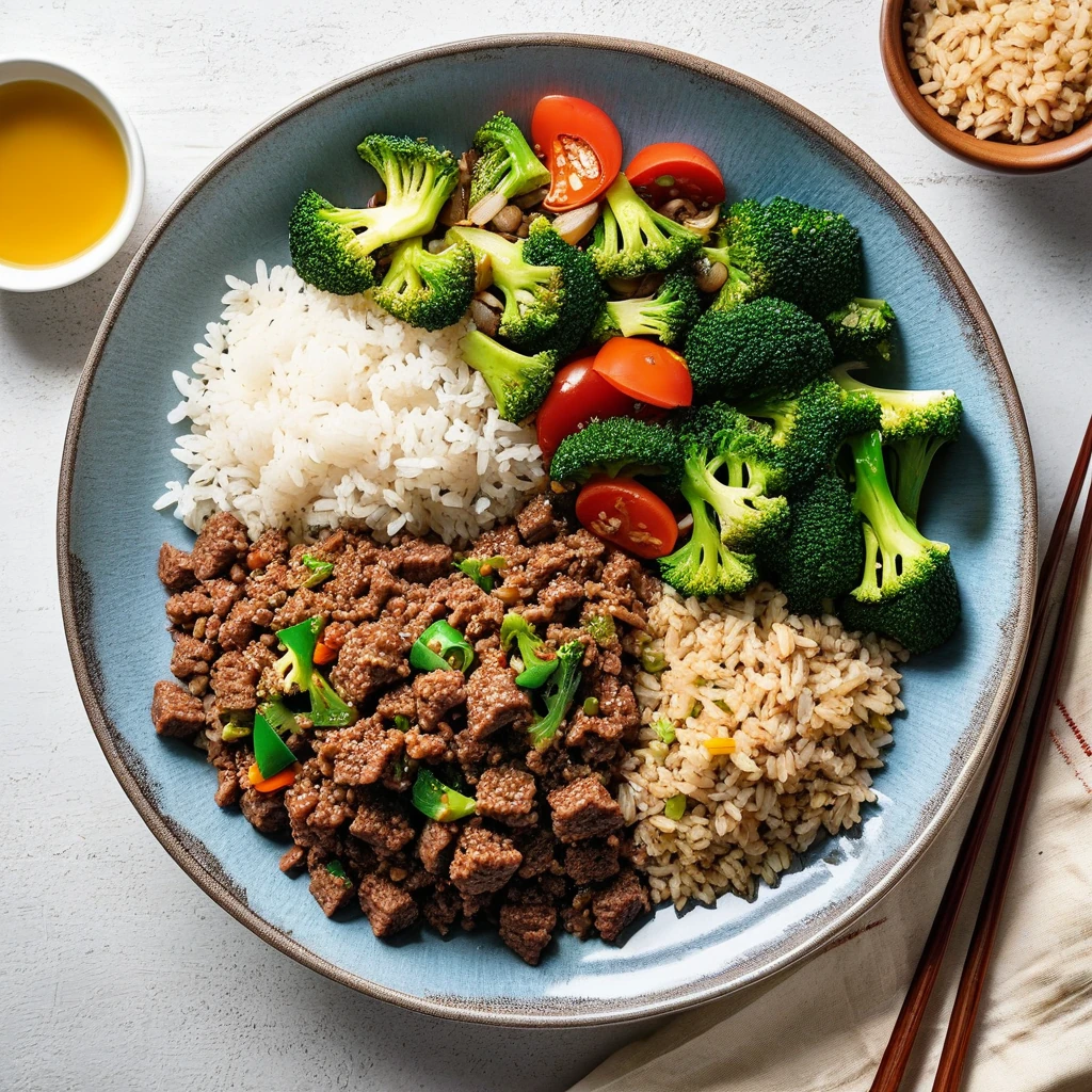 Ground Beef Stir-Fry with Brown Rice and Vegetables
