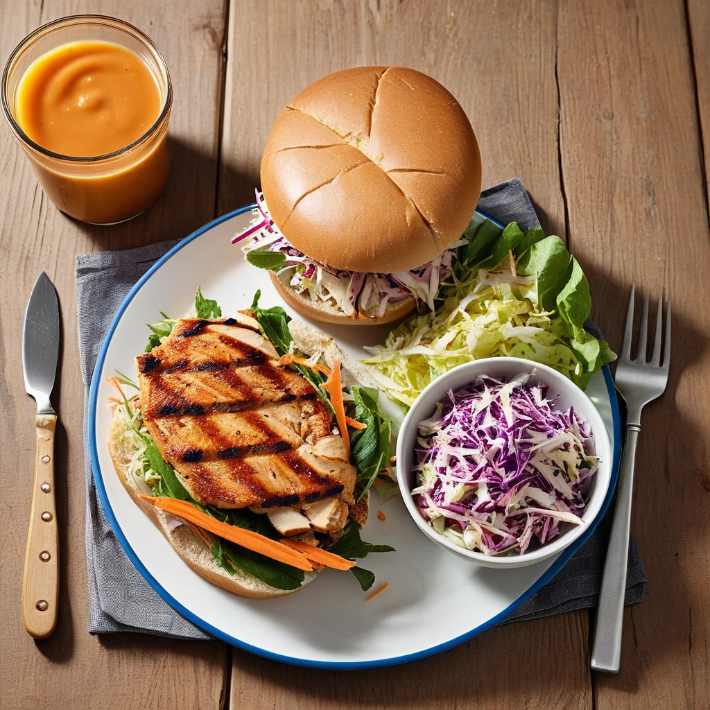 Grilled Chicken Sandwich with Vegetable Slaw