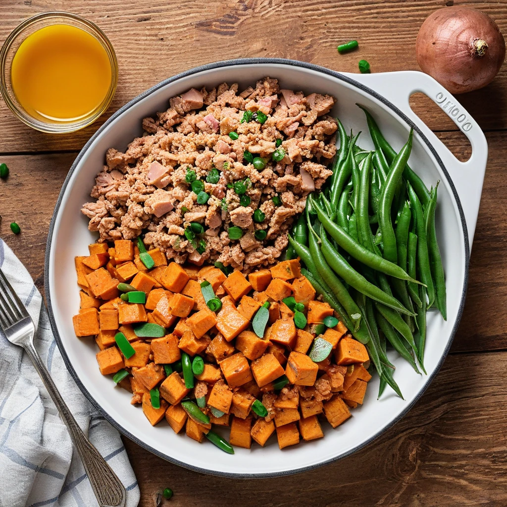 Turkey and Sweet Potato Skillet with Green Beans