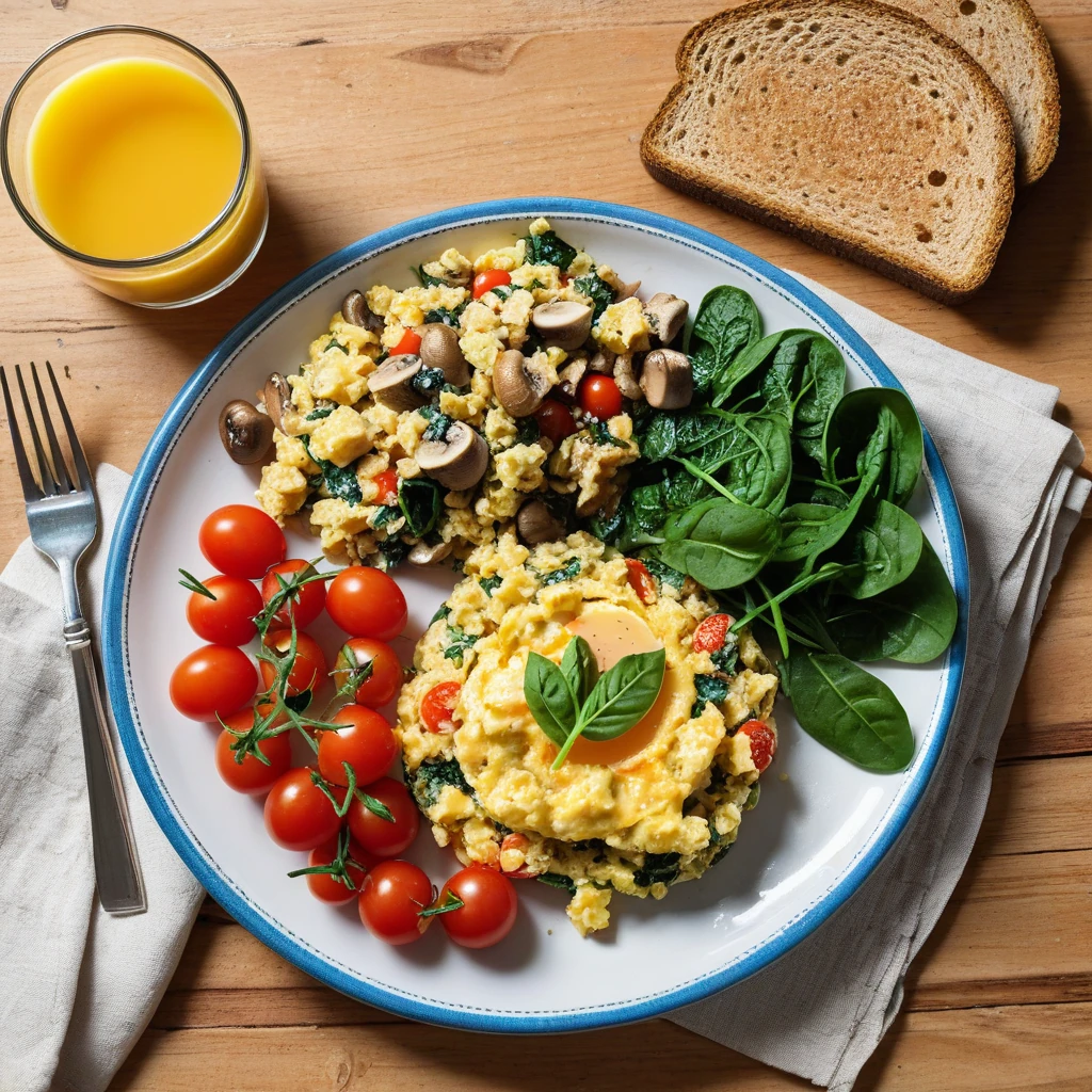 Vegetable Egg Scramble with Whole Wheat Toast