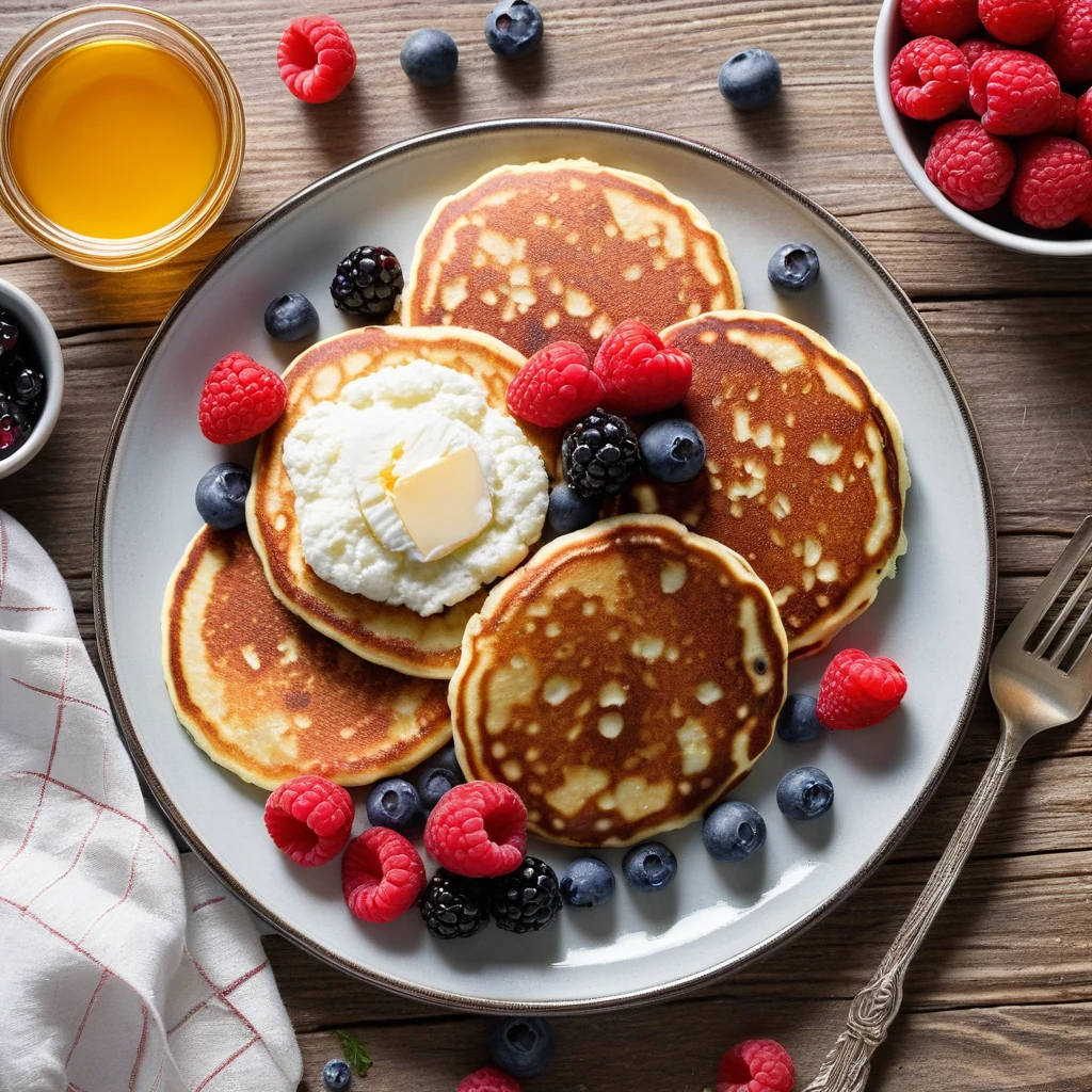 Cottage Cheese Pancakes with Berries