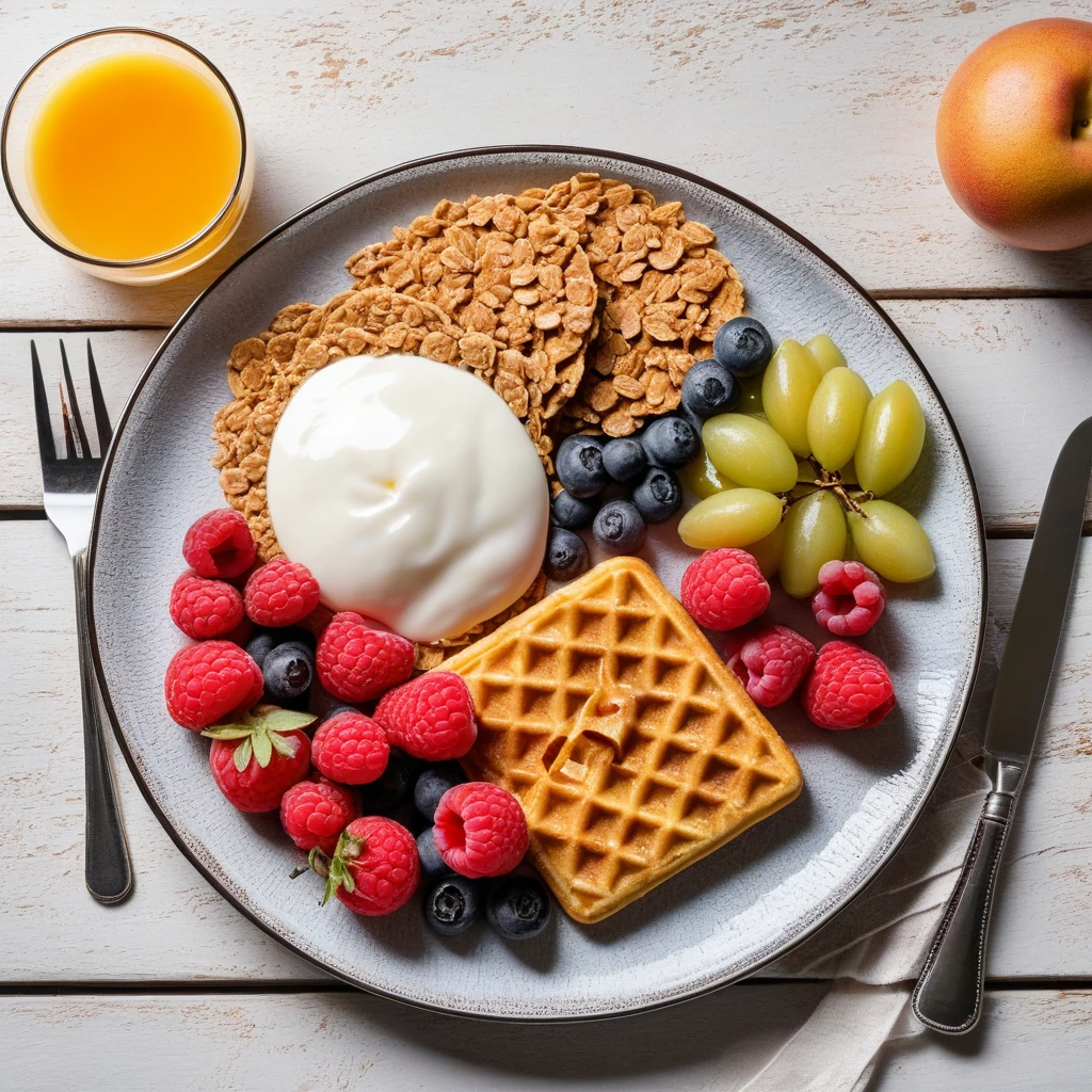 Gaufres belges aux flocons d'avoine et fruits