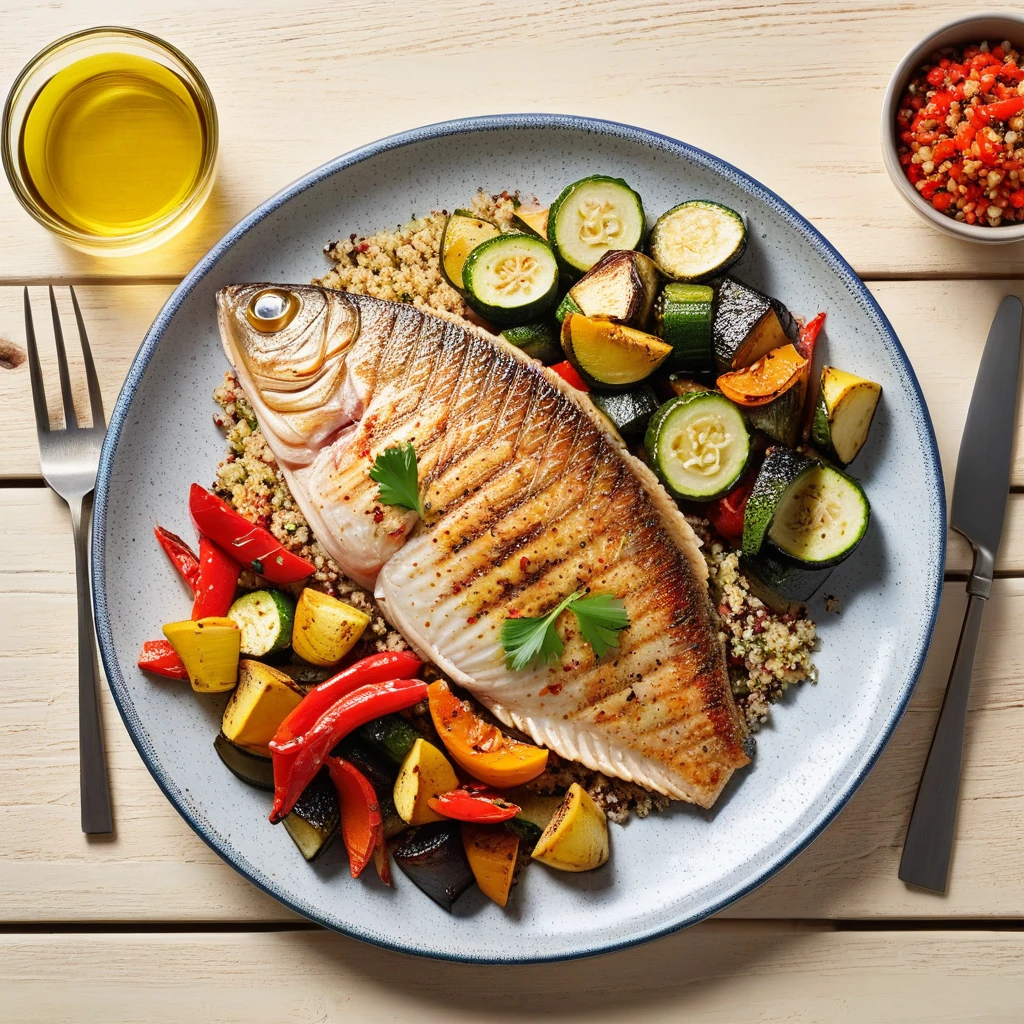 Grilled Tilapia with Quinoa and Roasted Vegetables