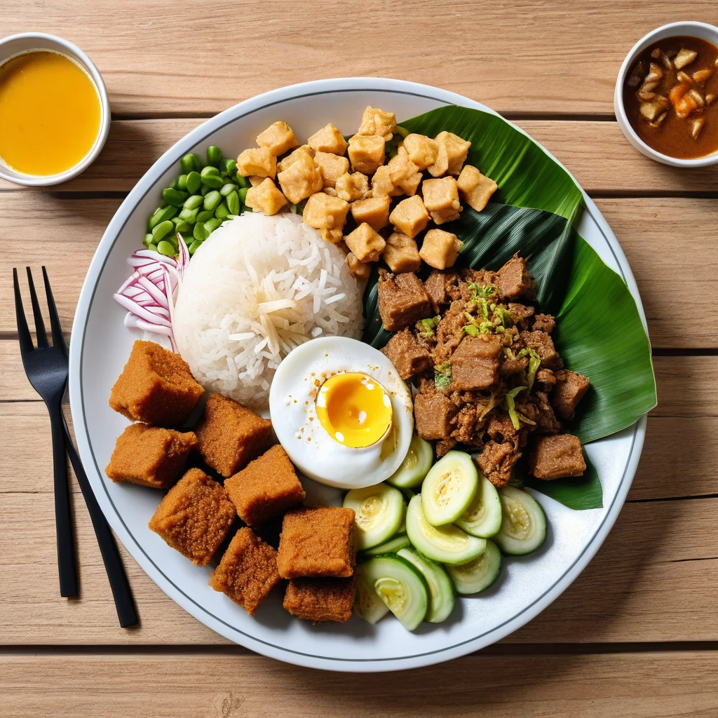 Gado-Gado Lengkap dengan Lontong dan Tahu Goreng