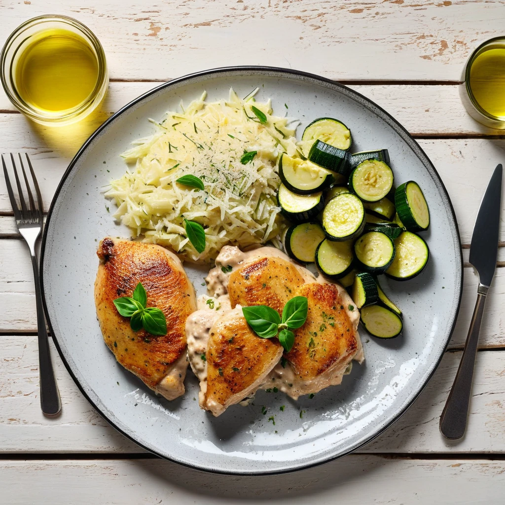 Creamy Chicken Thighs with Zucchini and Parmesan