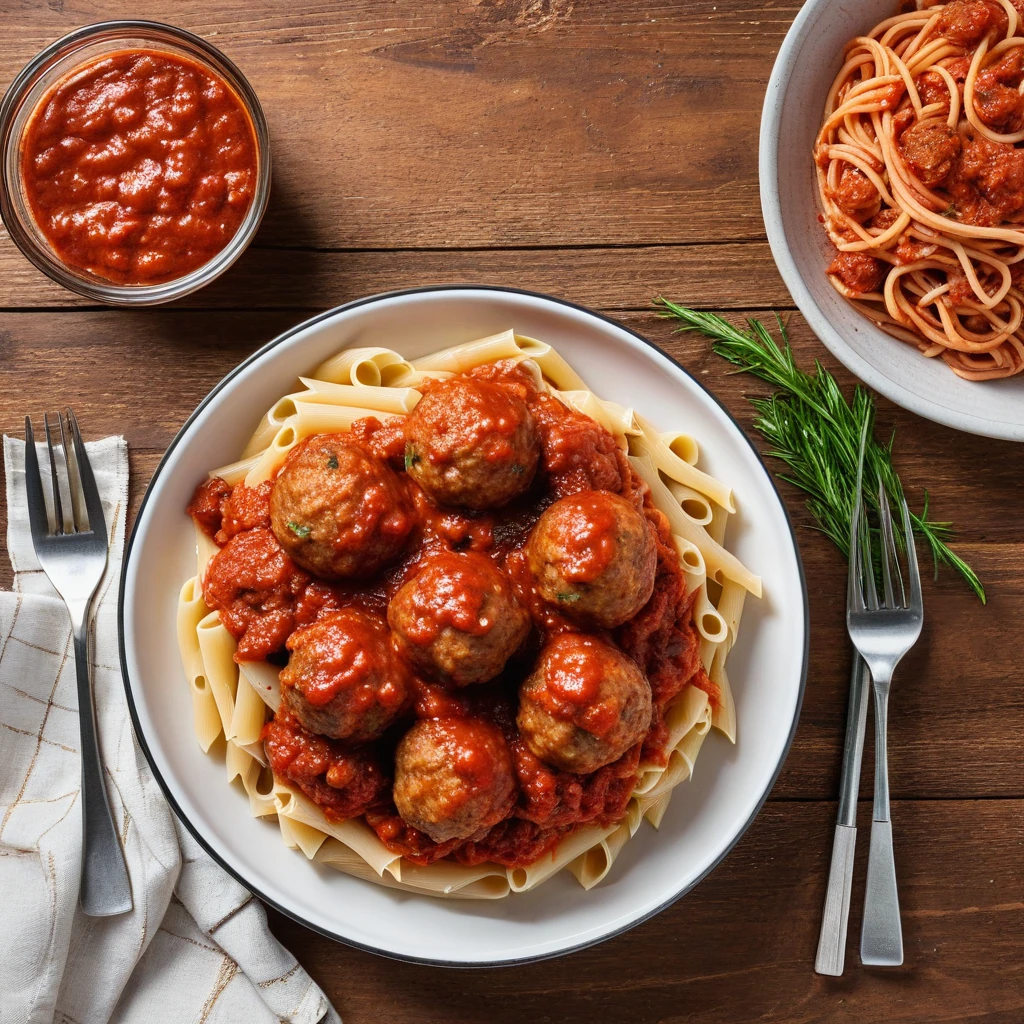 Pasta with Turkey Meatballs and Tomato Sauce