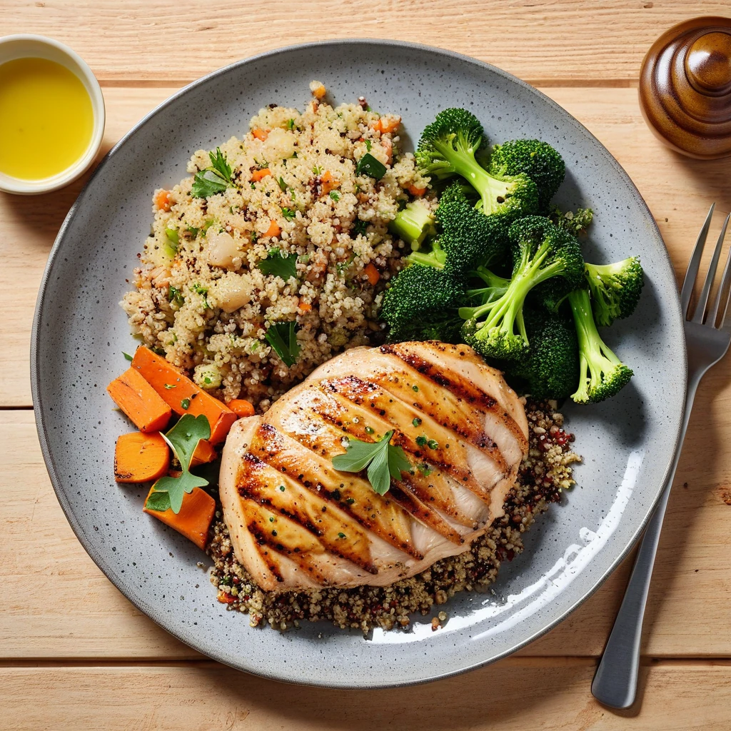 Grilled Lemon Herb Chicken with Quinoa and Vegetables