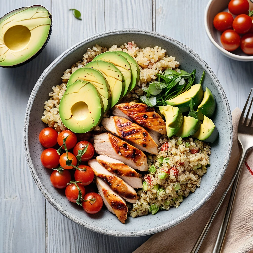 Grilled Chicken Quinoa Bowl with Avocado
