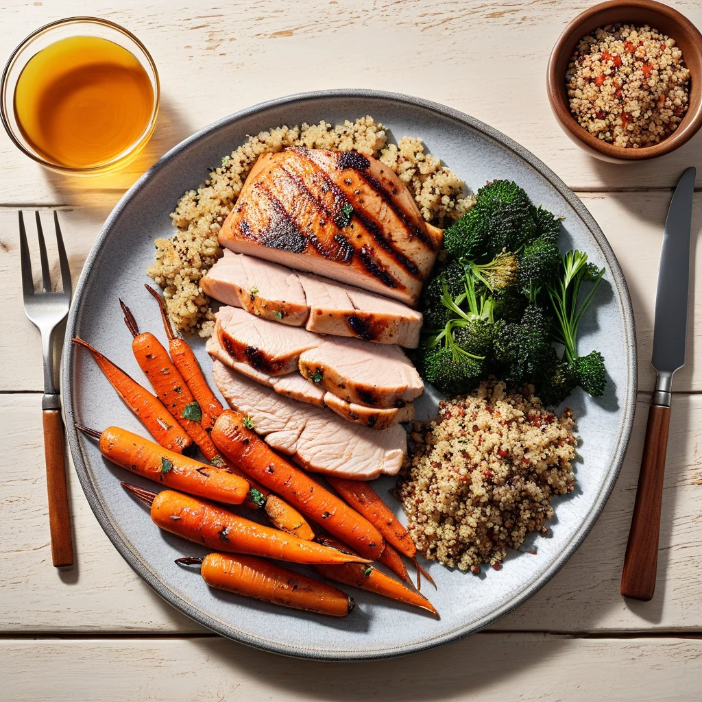 Grilled Turkey Breast with Quinoa and Roasted Carrots