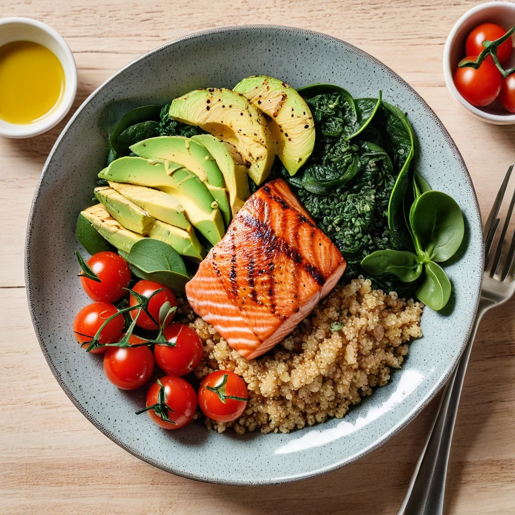 Quinoa & Grilled Salmon Bowl with Veggies