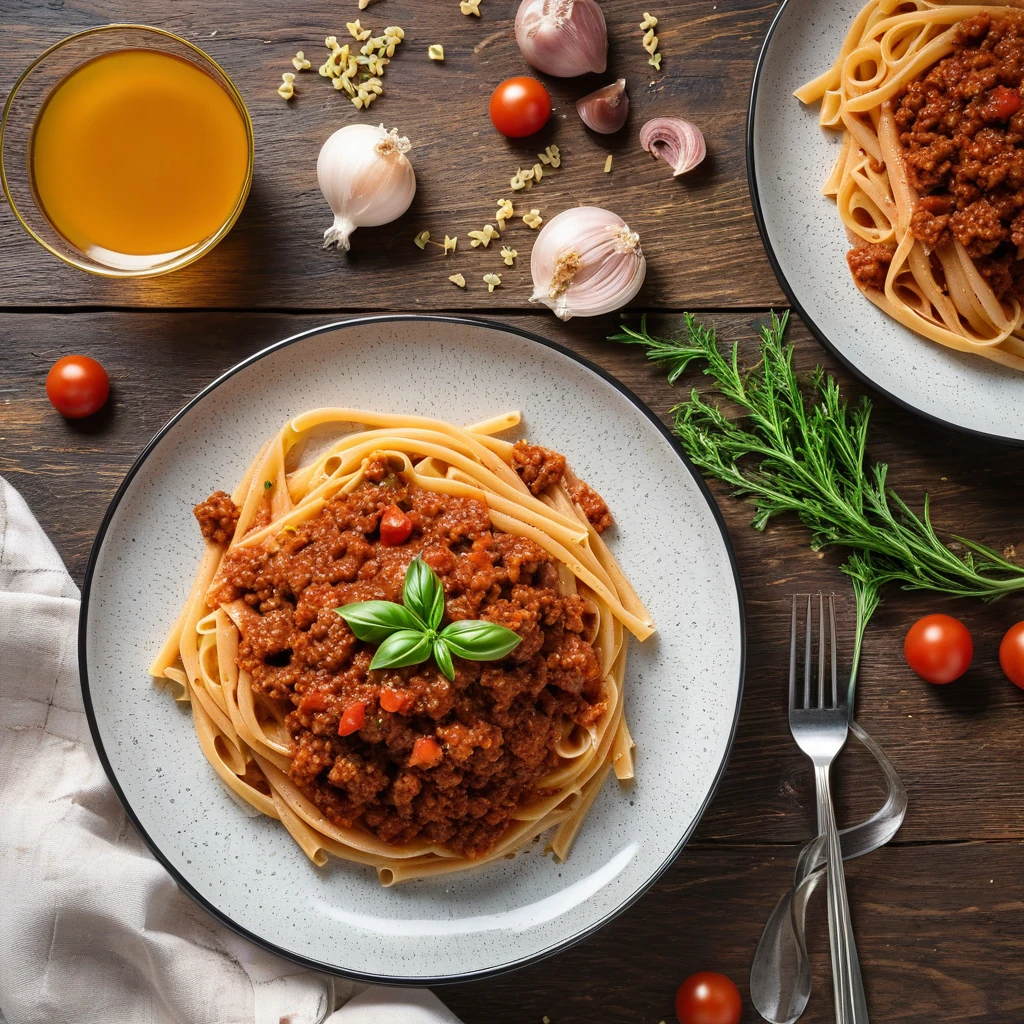 Pasta Bolognese mit Rinderhackfleisch und Gemüse