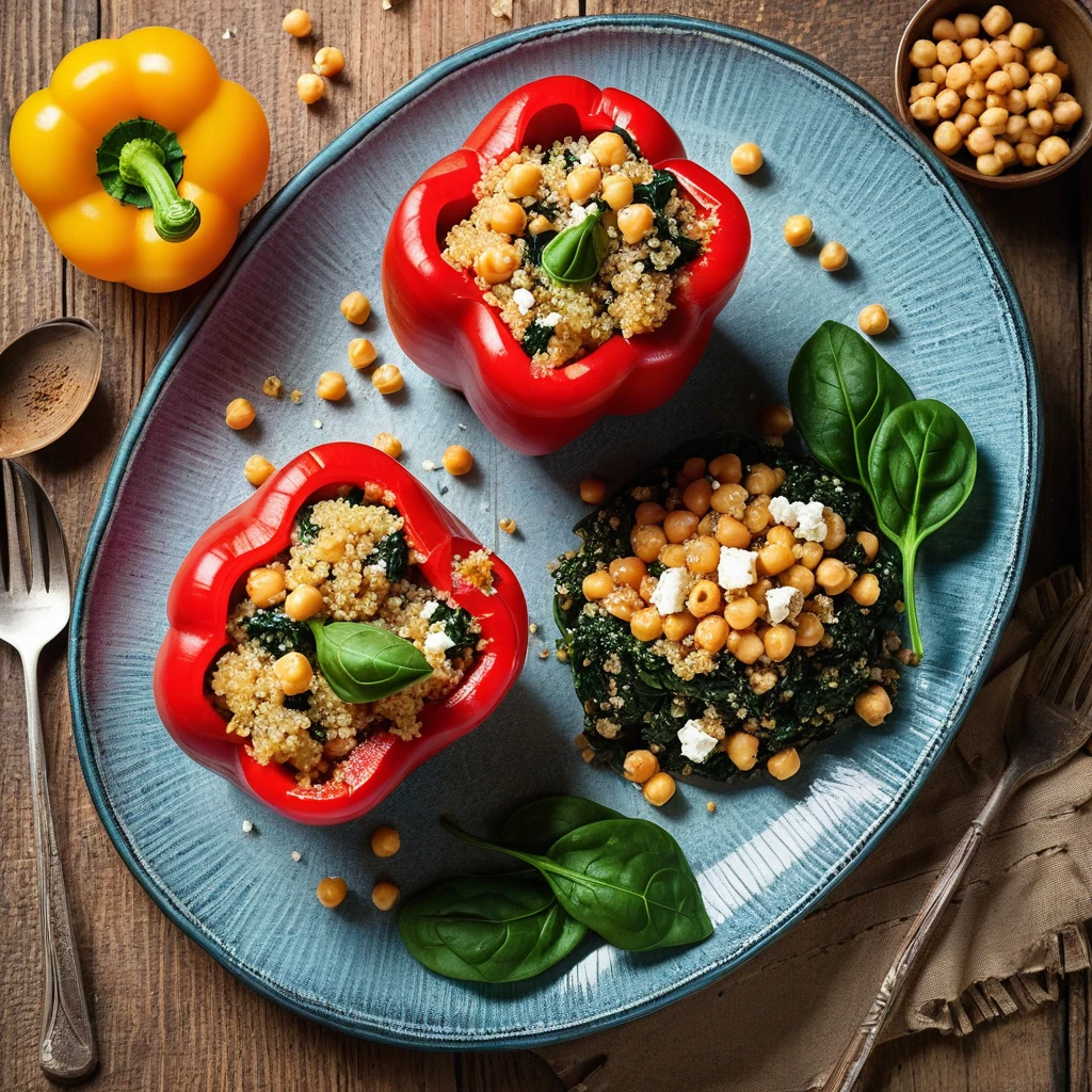 Quinoa and Spinach Stuffed Bell Peppers