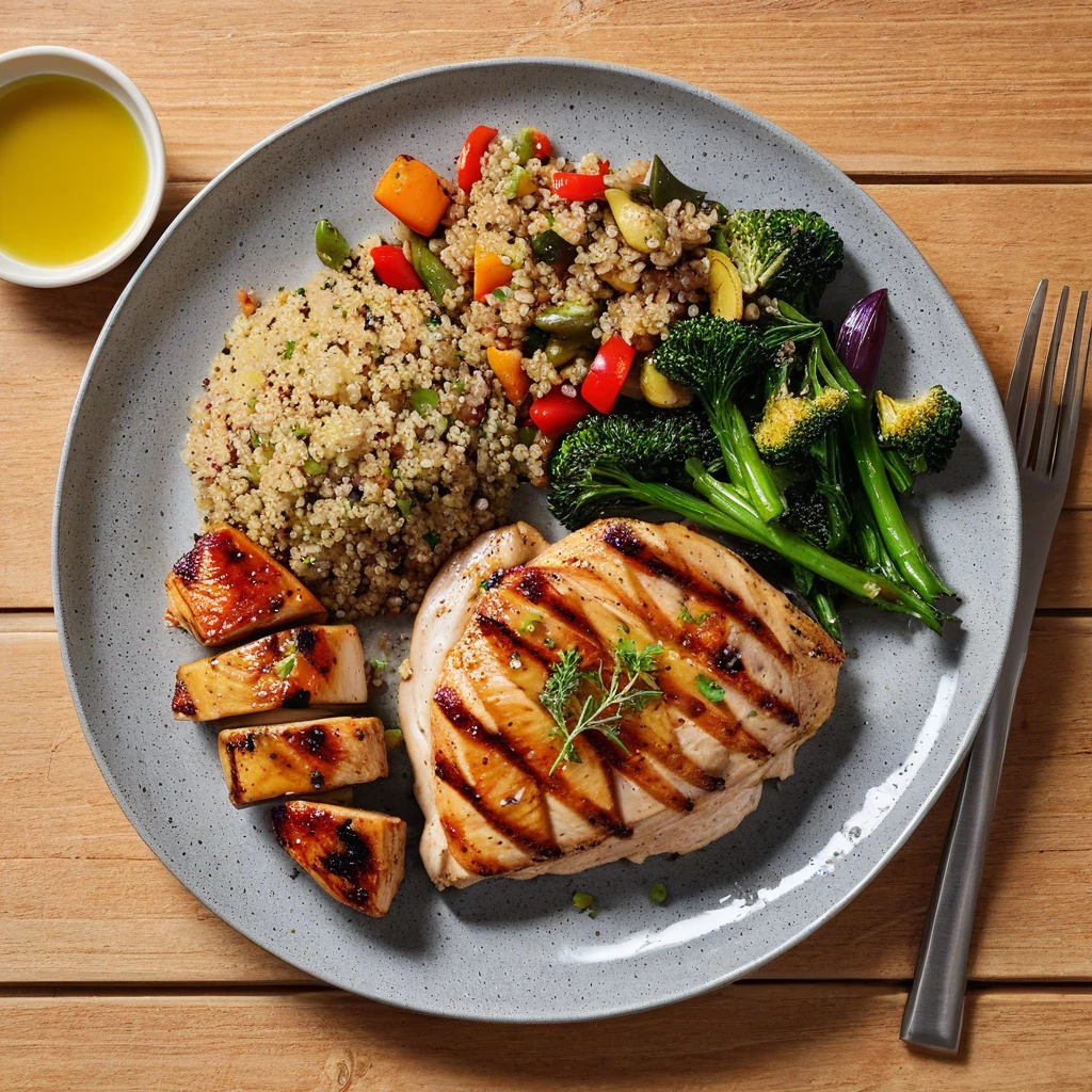 Grilled Chicken with Quinoa and Steamed Vegetables