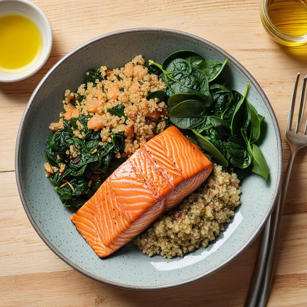 Savory Spinach and Salmon Quinoa Bowl